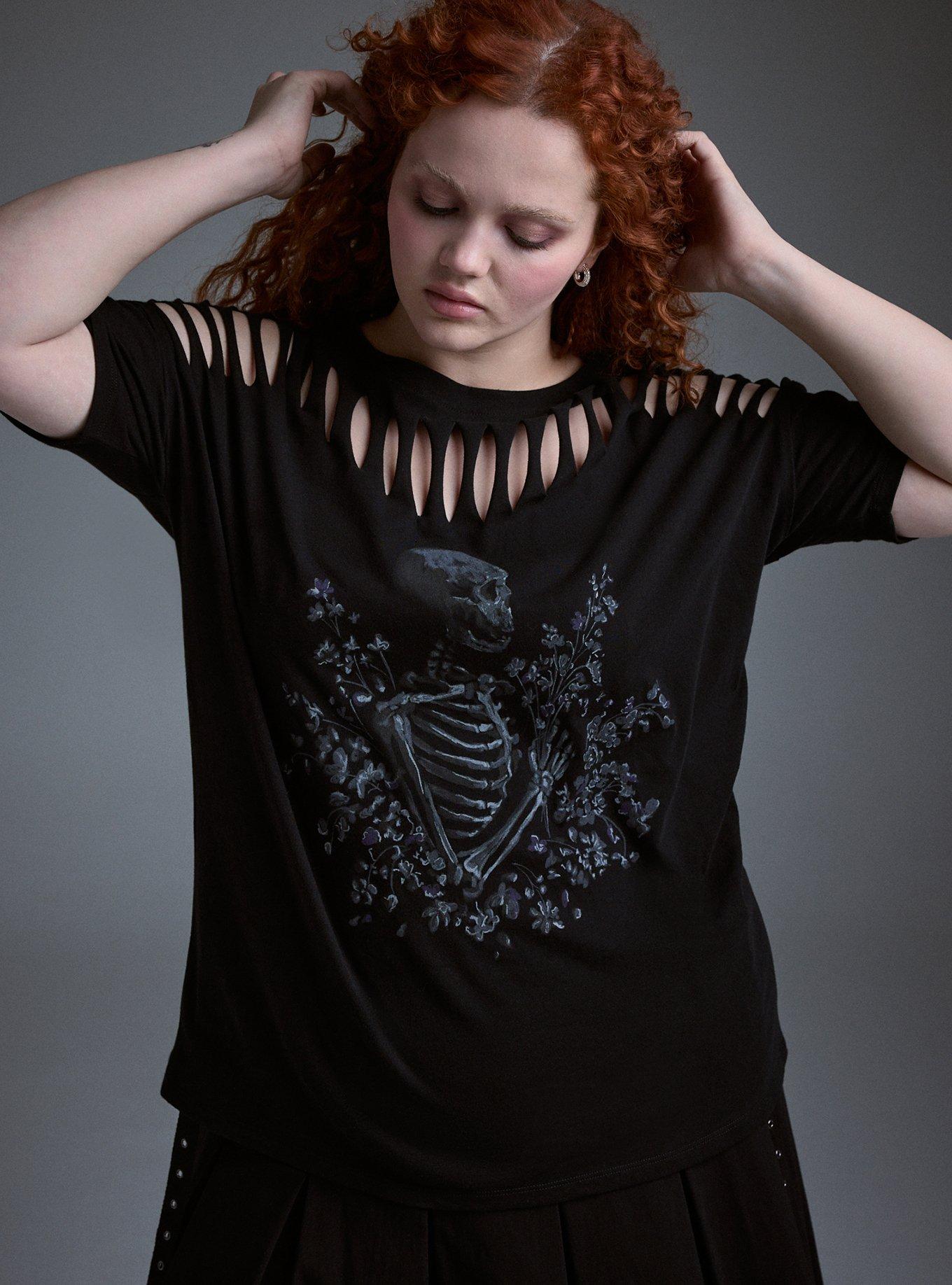 Nightfall Slash Front Tee, SKELETON FLORAL, alternate