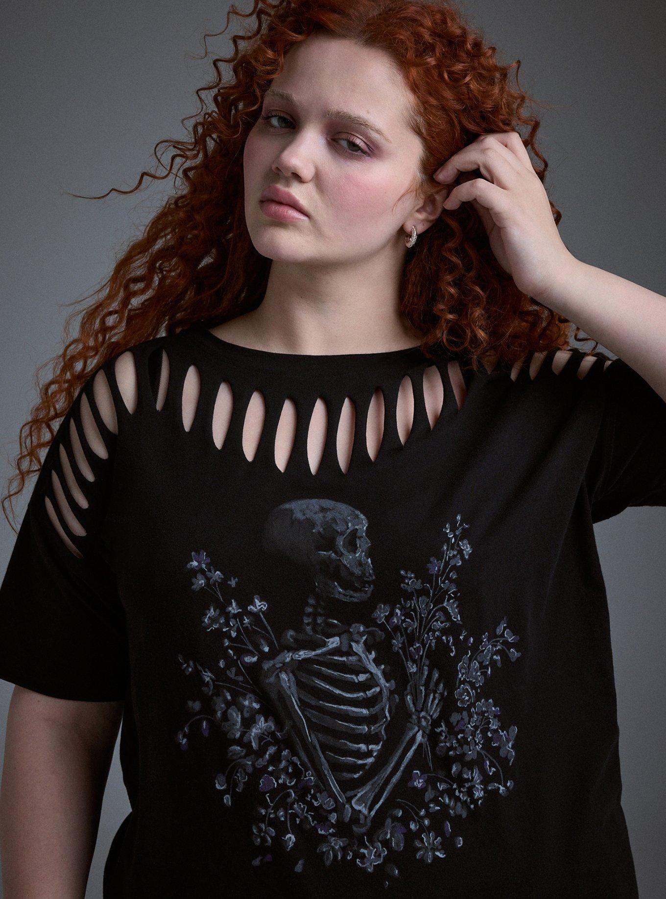 Nightfall Slash Front Tee, SKELETON FLORAL, alternate