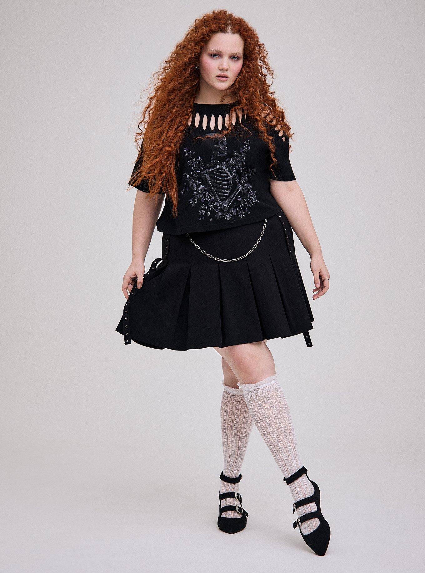 Nightfall Slash Front Tee, SKELETON FLORAL, hi-res