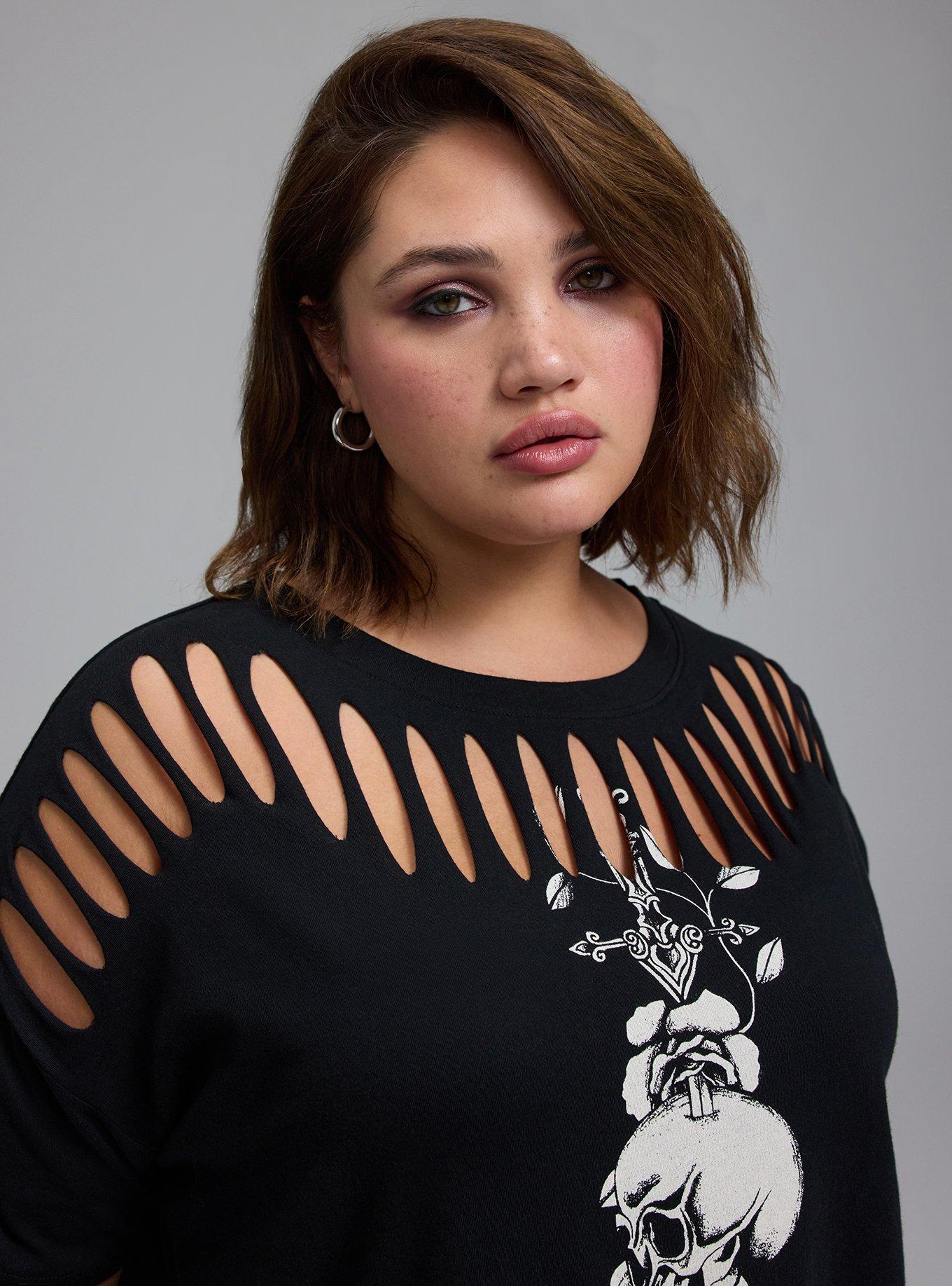 Nightfall Slash Front Tee, DAGGER SKULL DEEP BLACK, alternate