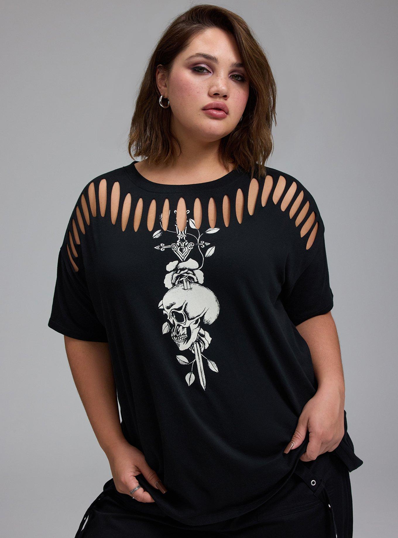 Nightfall Slash Front Tee, DAGGER SKULL DEEP BLACK, hi-res