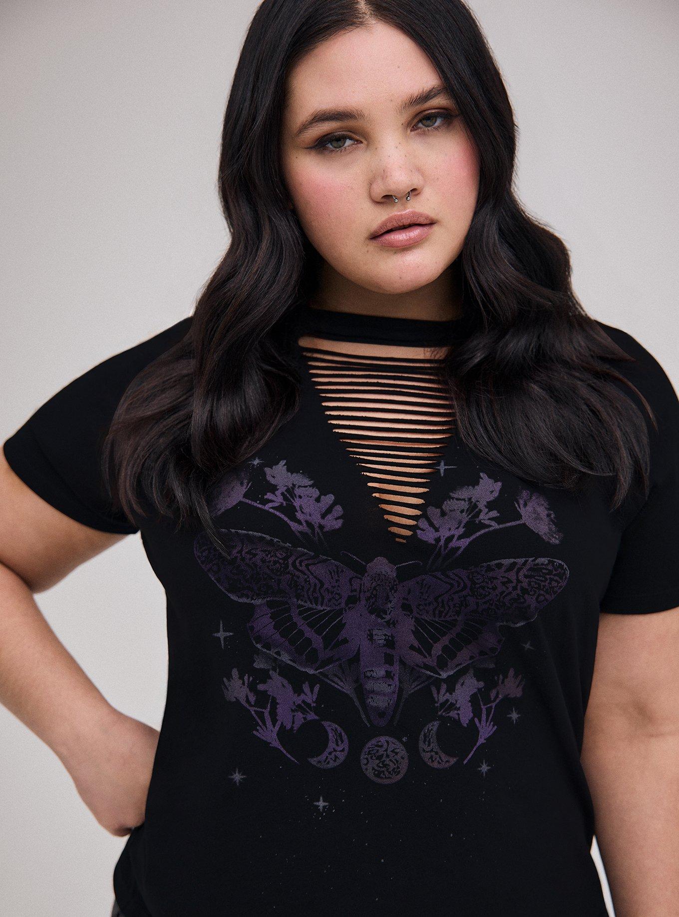 Nightfall Destructed Front Tee, GOTHIC MOTH, hi-res
