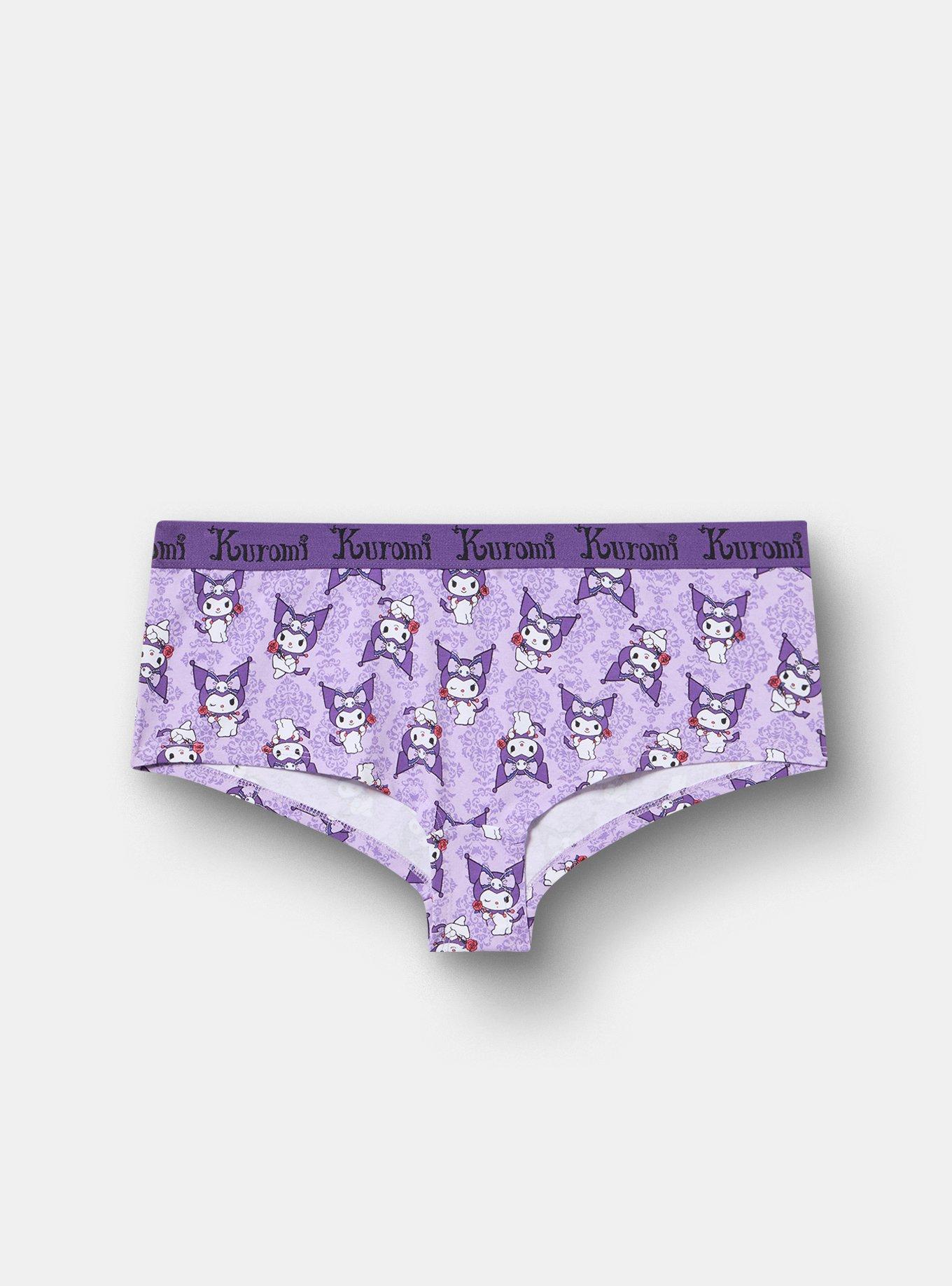 Kuromi Mid-Rise Cotton Boyshort Panty, MULTI, hi-res