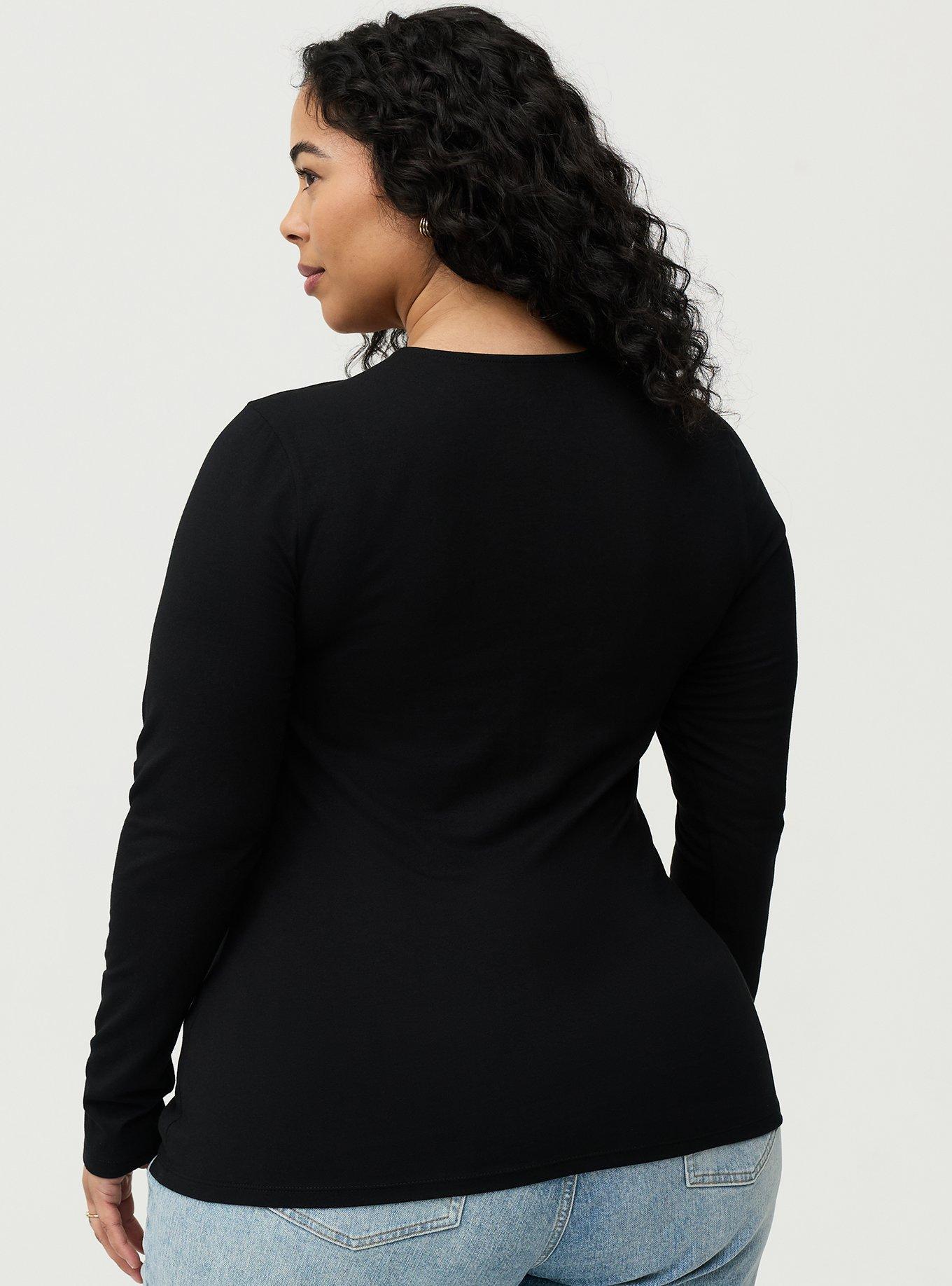 Foxy Long Sleeve Cutout Top, DEEP BLACK, alternate