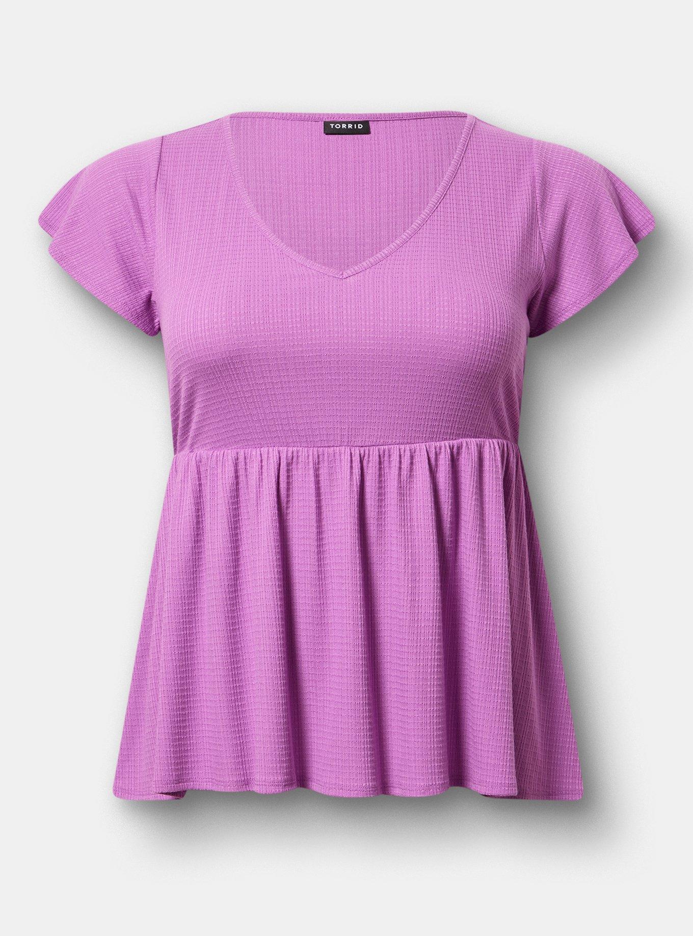 Textured Jersey Flutter Sleeve Babydoll Top, LIATRIS, hi-res