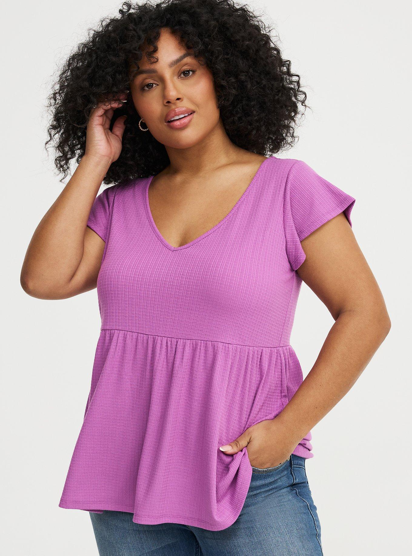 Textured Jersey Flutter Sleeve Babydoll, LIATRIS, hi-res