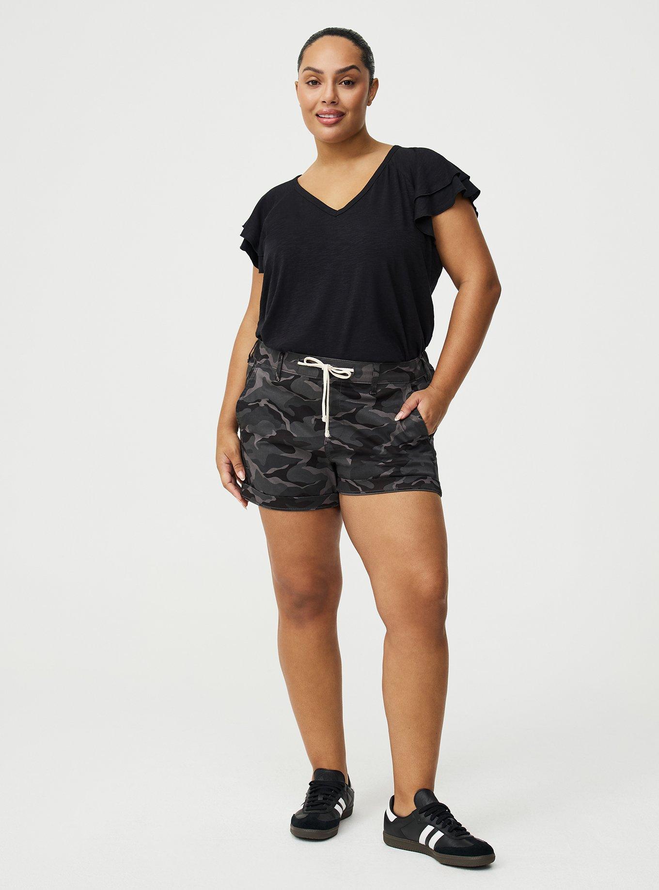 Vintage Slub V-Neck Flutter Sleeve Raglan Tee, DEEP BLACK, alternate