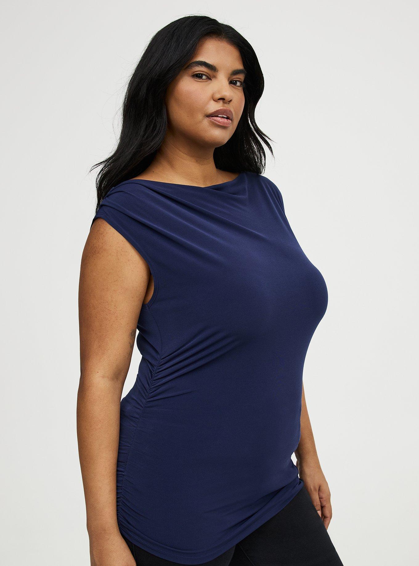 Plus Size - Studio Knit High Neck Draped Top - Torrid