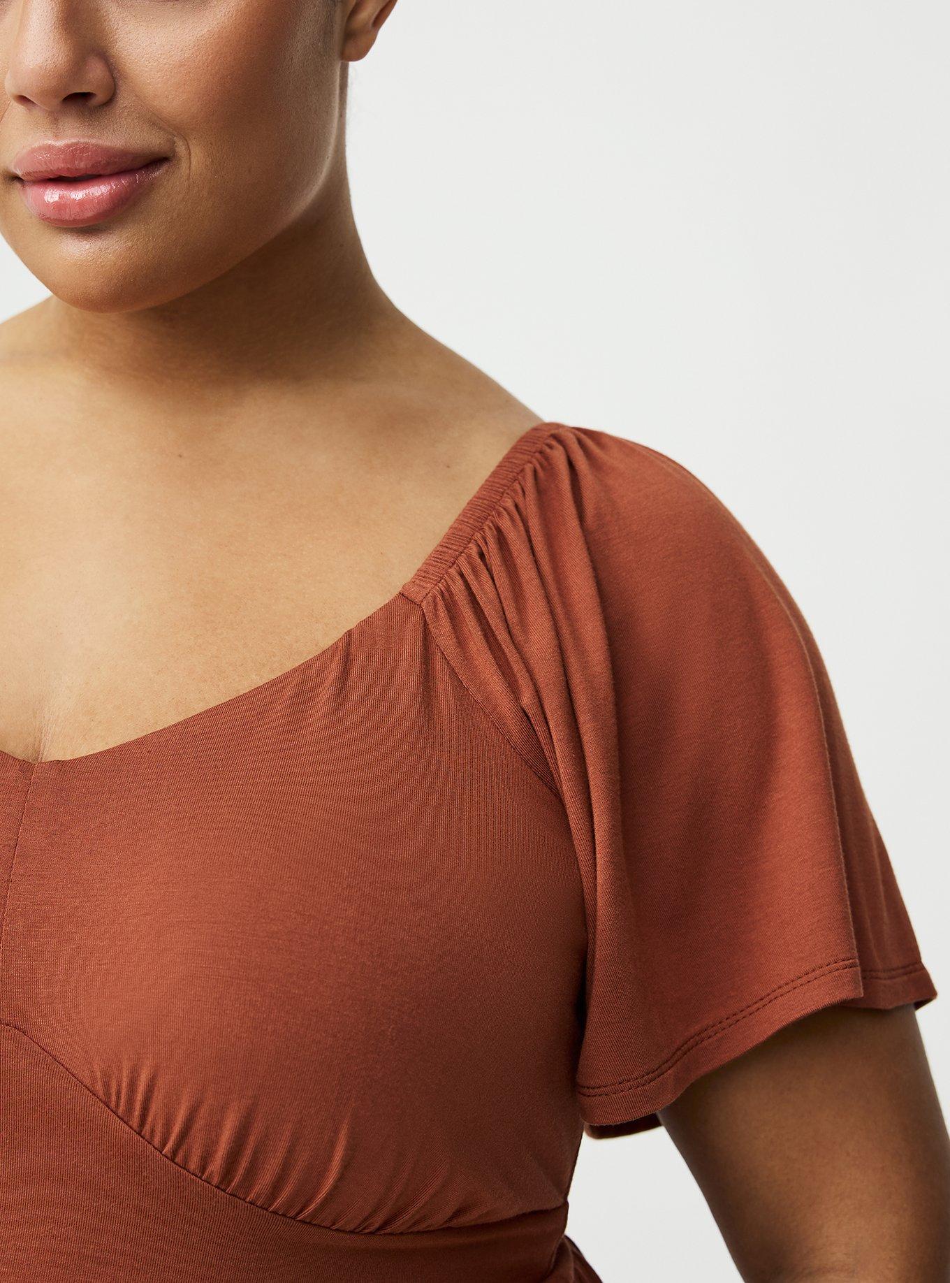 Super Soft Jersey Flutter Sleeve Babydoll Top, SEQUOIA, alternate