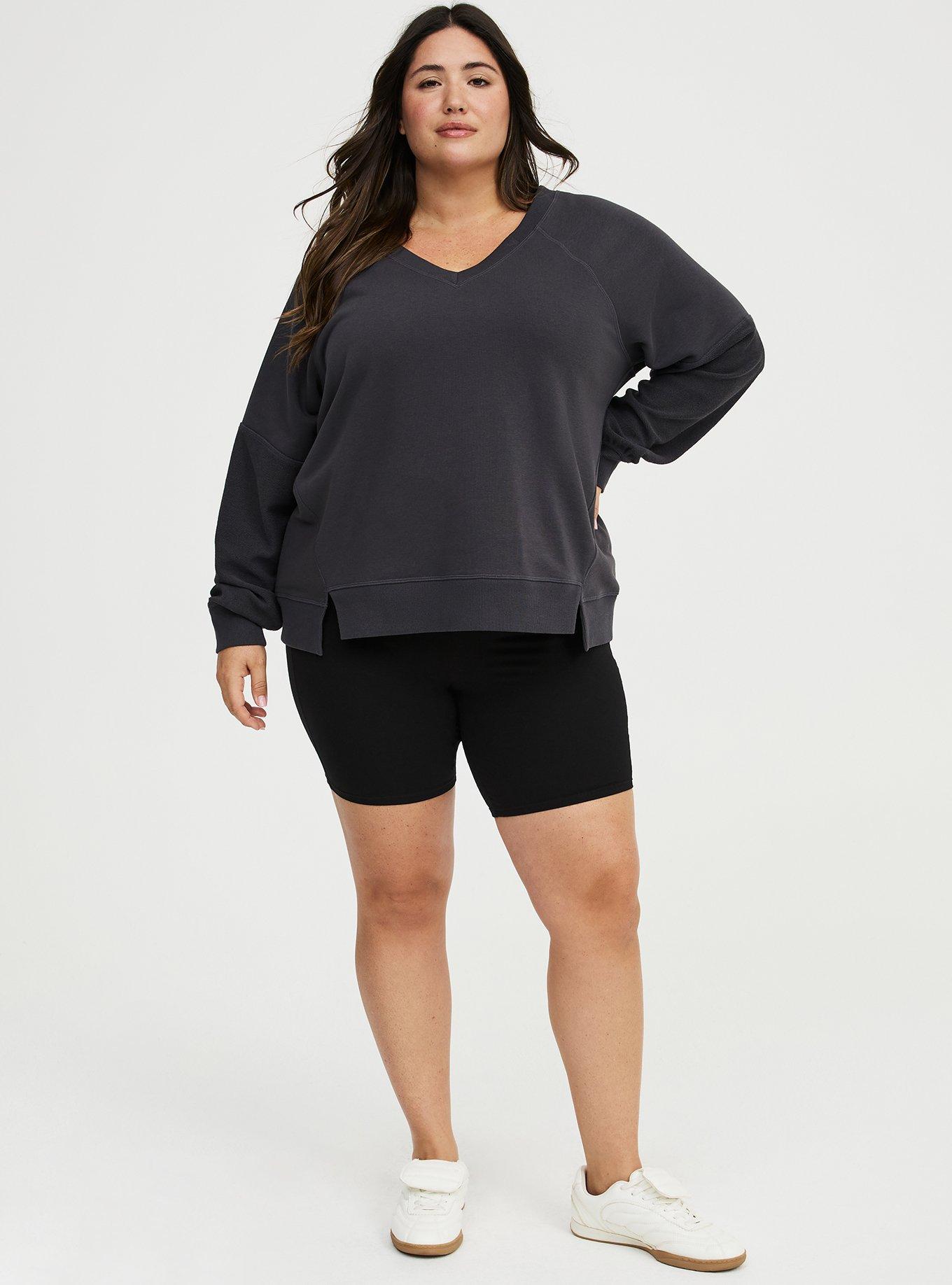 French Terry Reverse Mix V-Neck Sweatshirt, PHANTOM, alternate