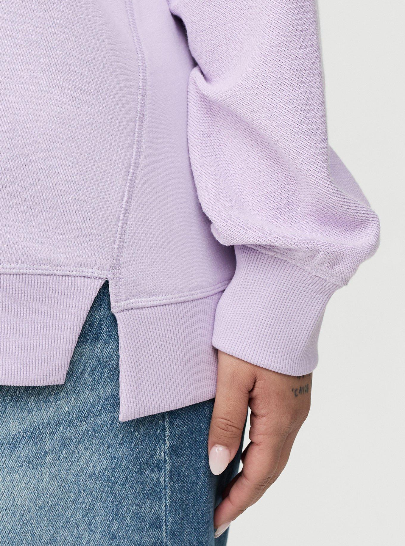 French Terry Reverse Mix V-Neck Sweatshirt, ENGLISH HYACINTH, alternate