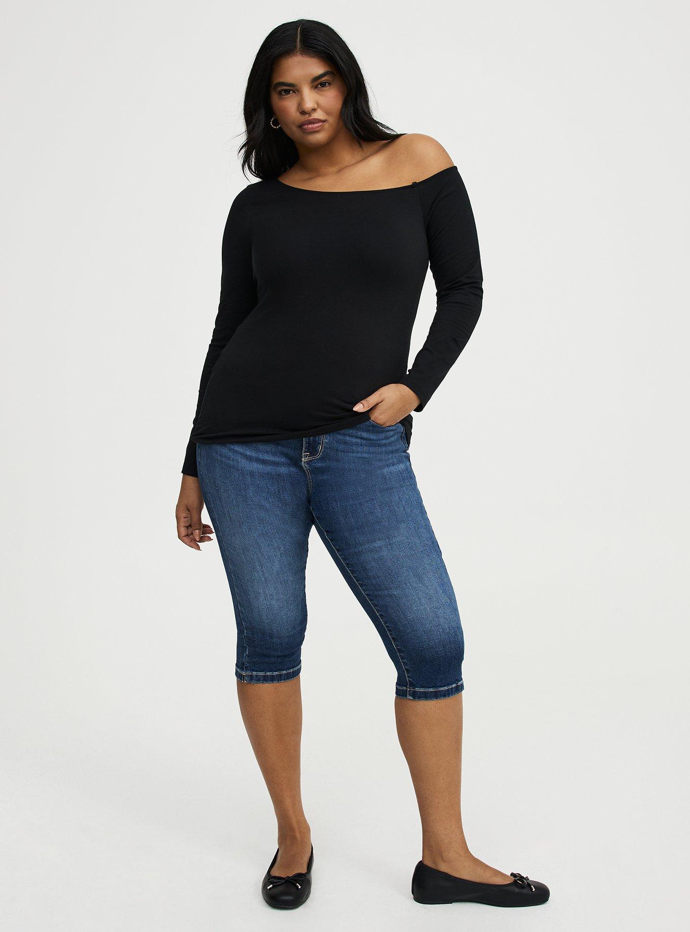 Foxy Long Sleeve Off-Shoulder Top, DEEP BLACK, alternate