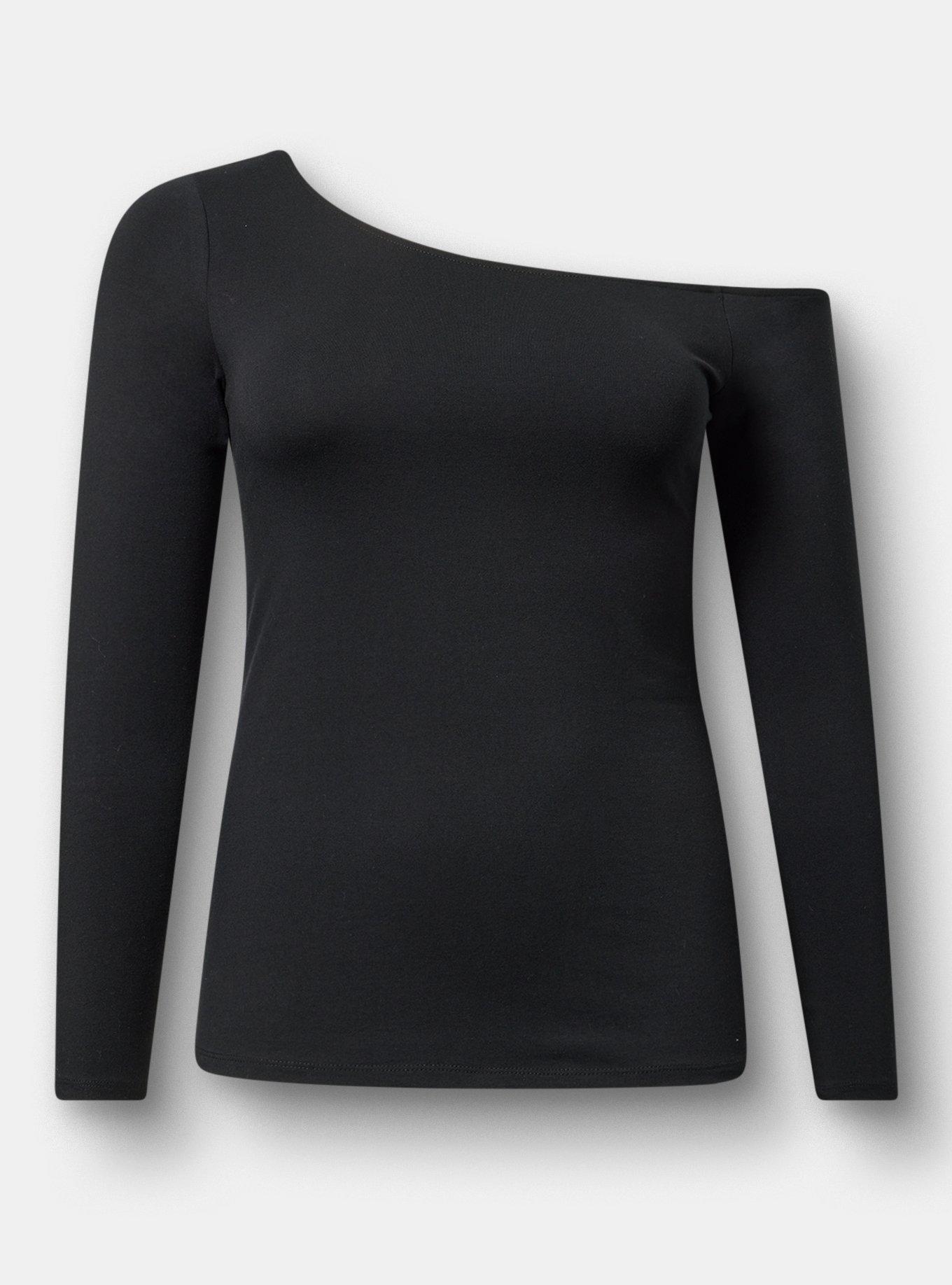 Foxy Long Sleeve Off-Shoulder Top, DEEP BLACK, hi-res