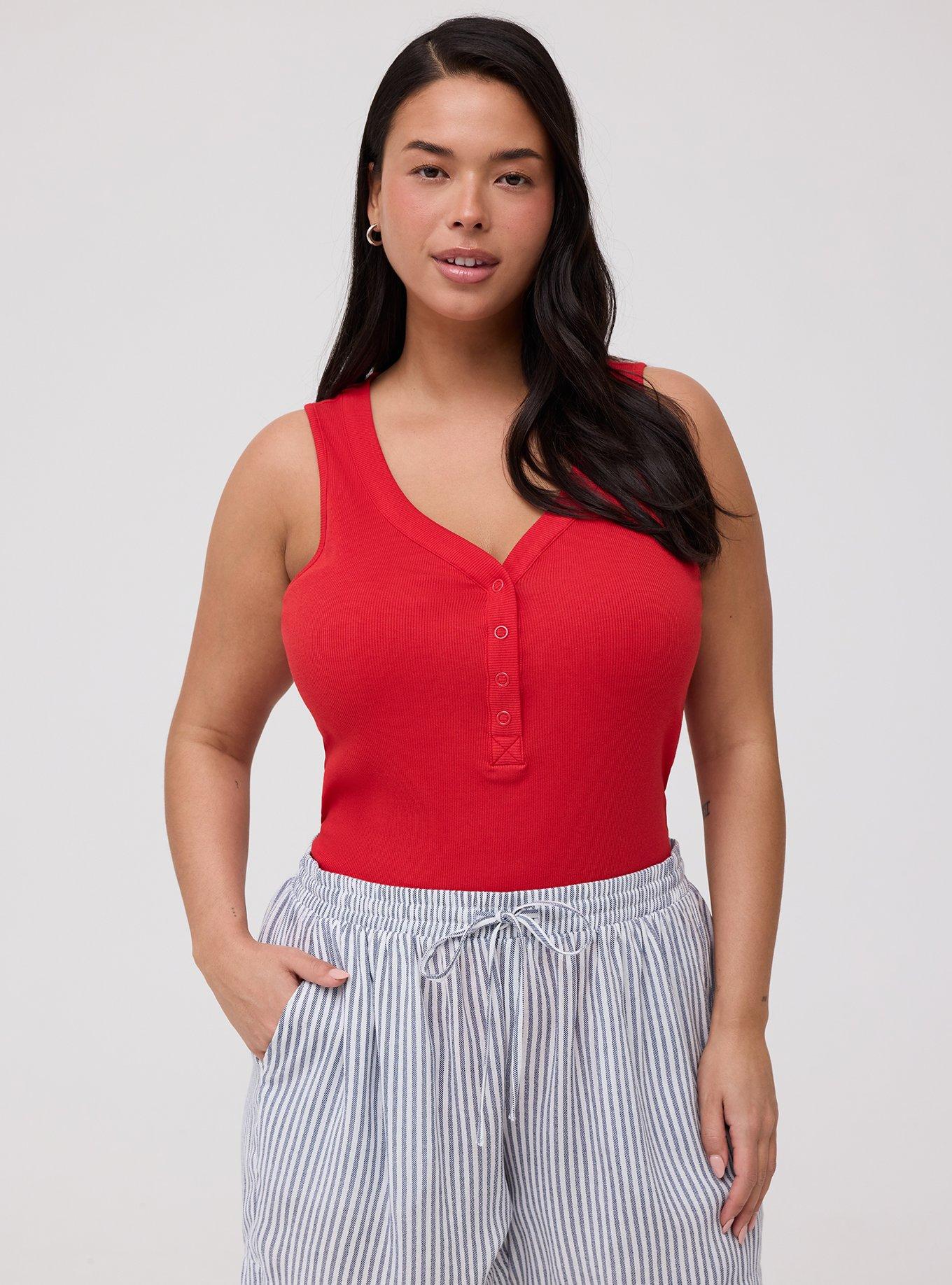 Cotton Modal Curved Henley Tank Top, ADRENALINE RUSH, alternate