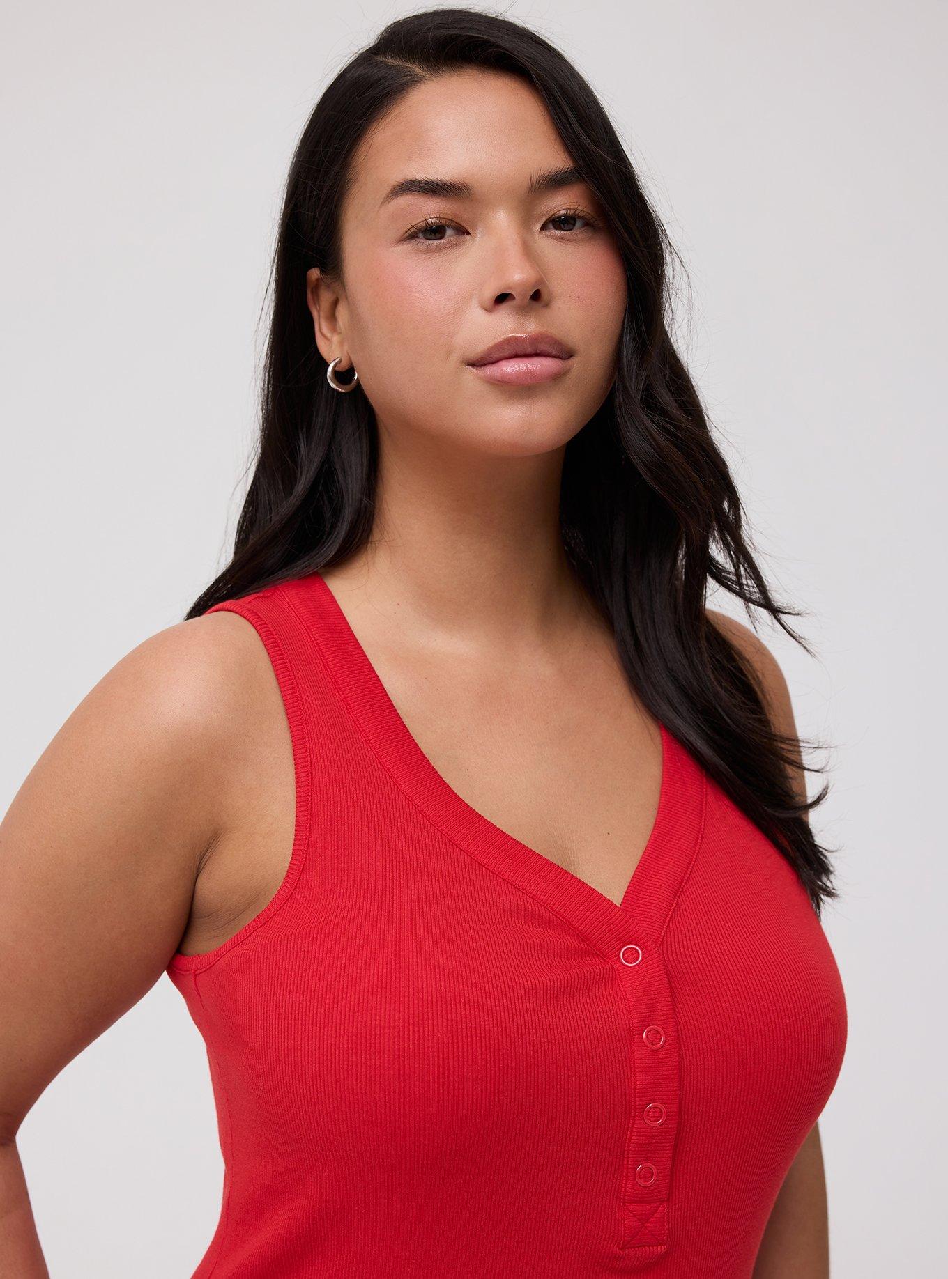 Cotton Modal Curved Henley Tank Top, ADRENALINE RUSH, alternate