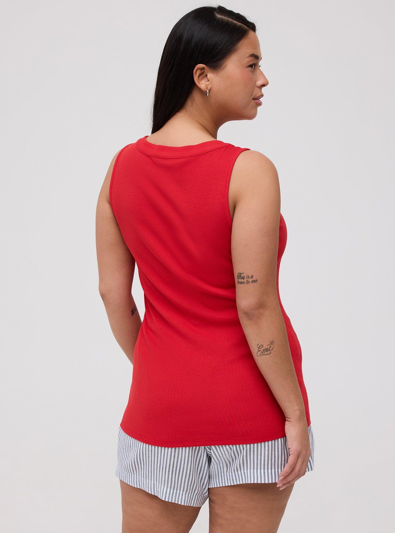 Cotton Modal Curved Henley Tank Top, ADRENALINE RUSH, alternate