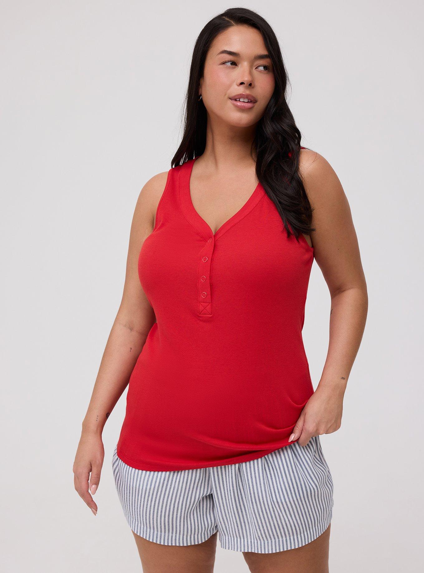 Cotton Modal Curved Henley Tank Top, ADRENALINE RUSH, hi-res