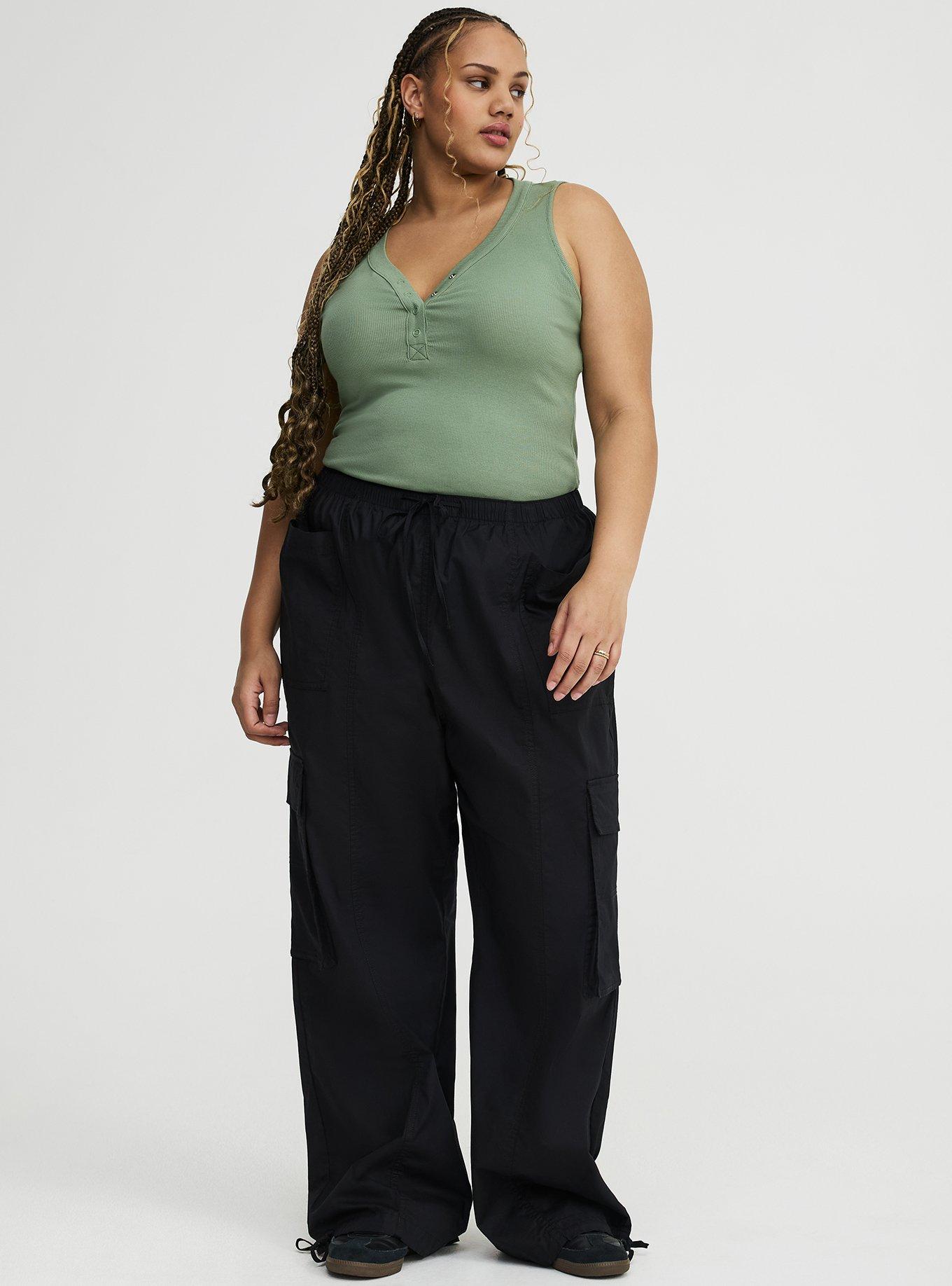 Cotton Modal Curved Henley Tank Top, HEDGE GREEN, alternate