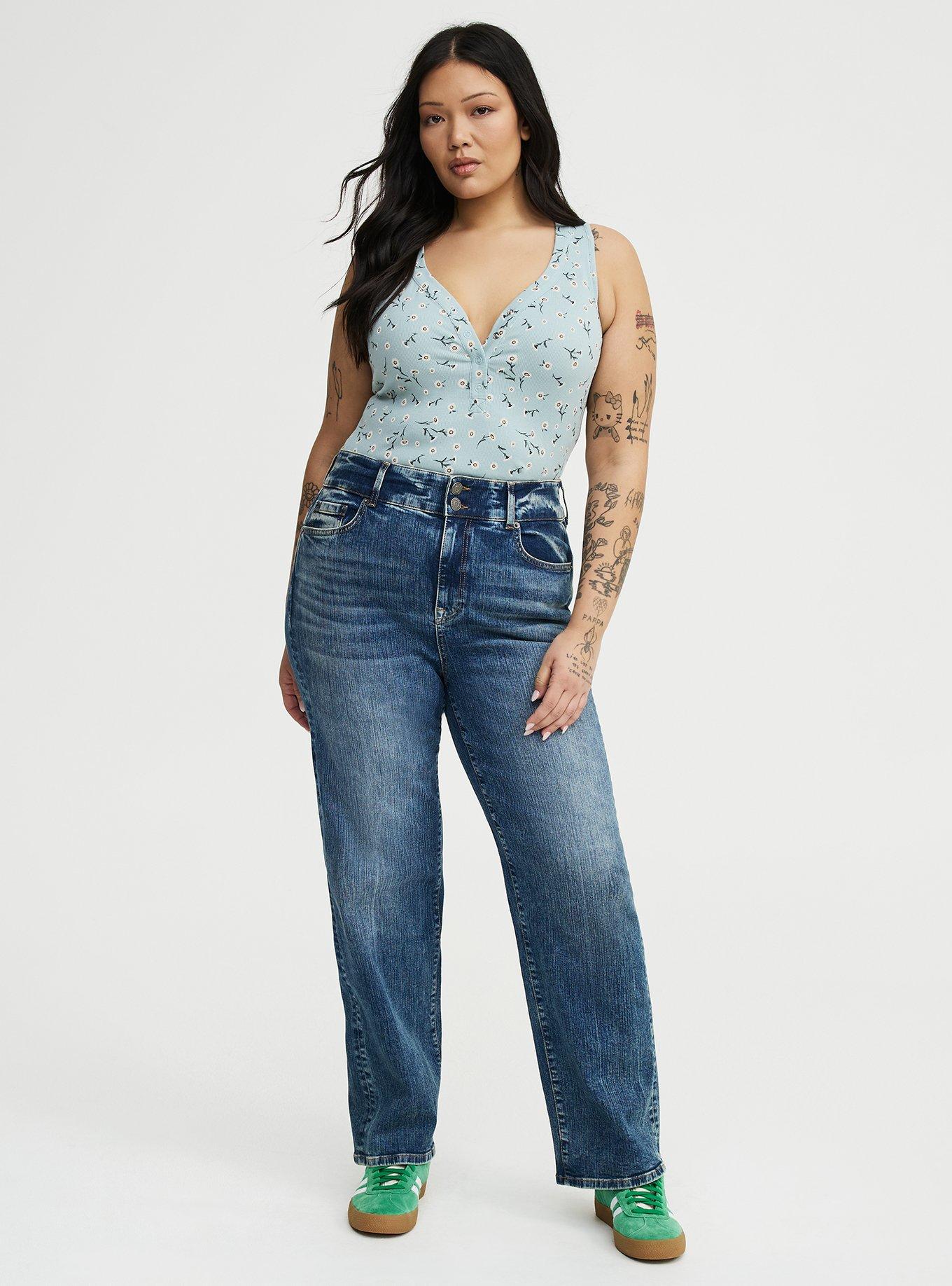 Cotton Modal Curved Henley Tank Top, DAINTY DAISY FLORAL MINT, alternate