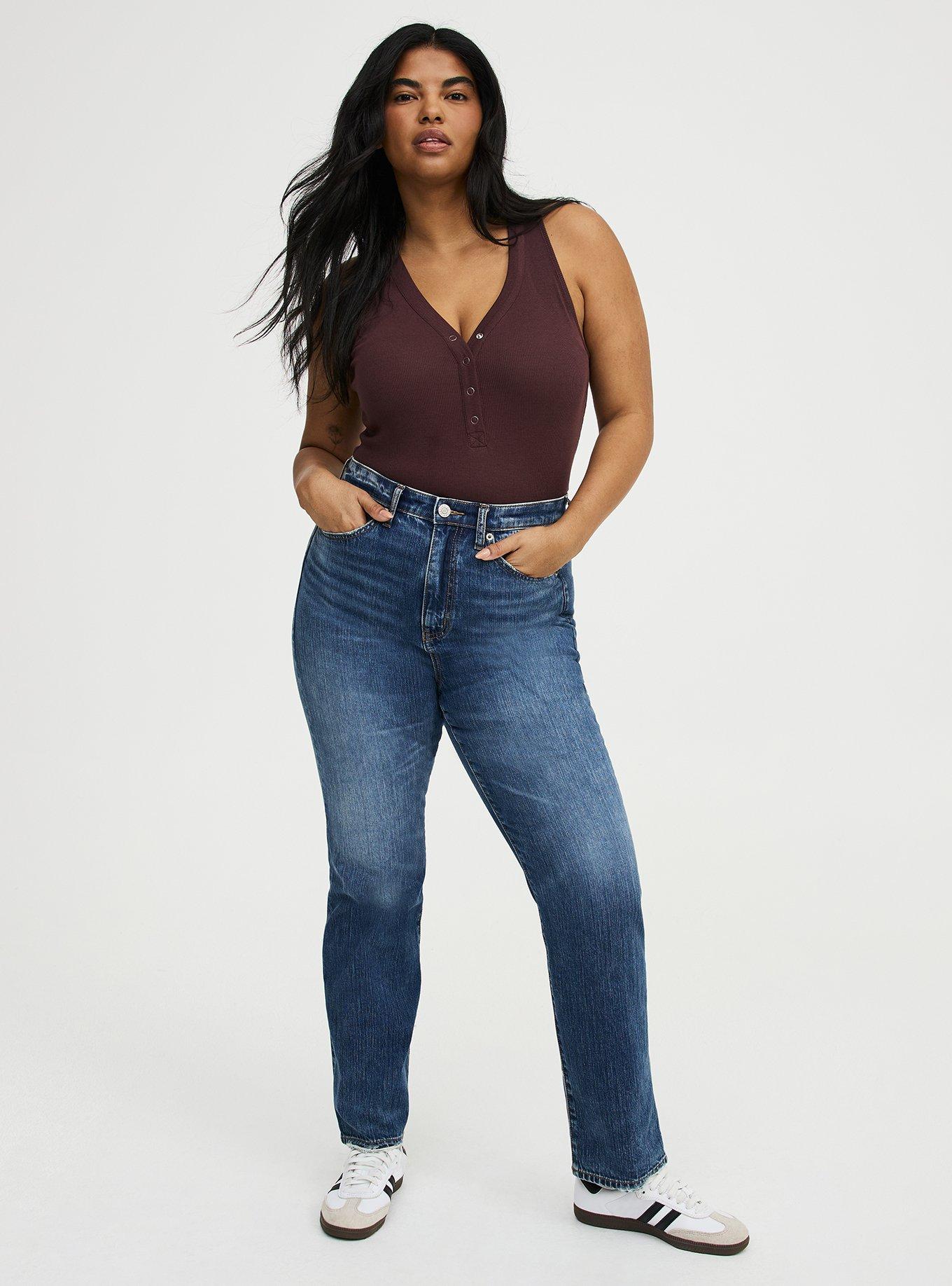 Cotton Modal Curved Henley Tank Top, FUDGE, alternate