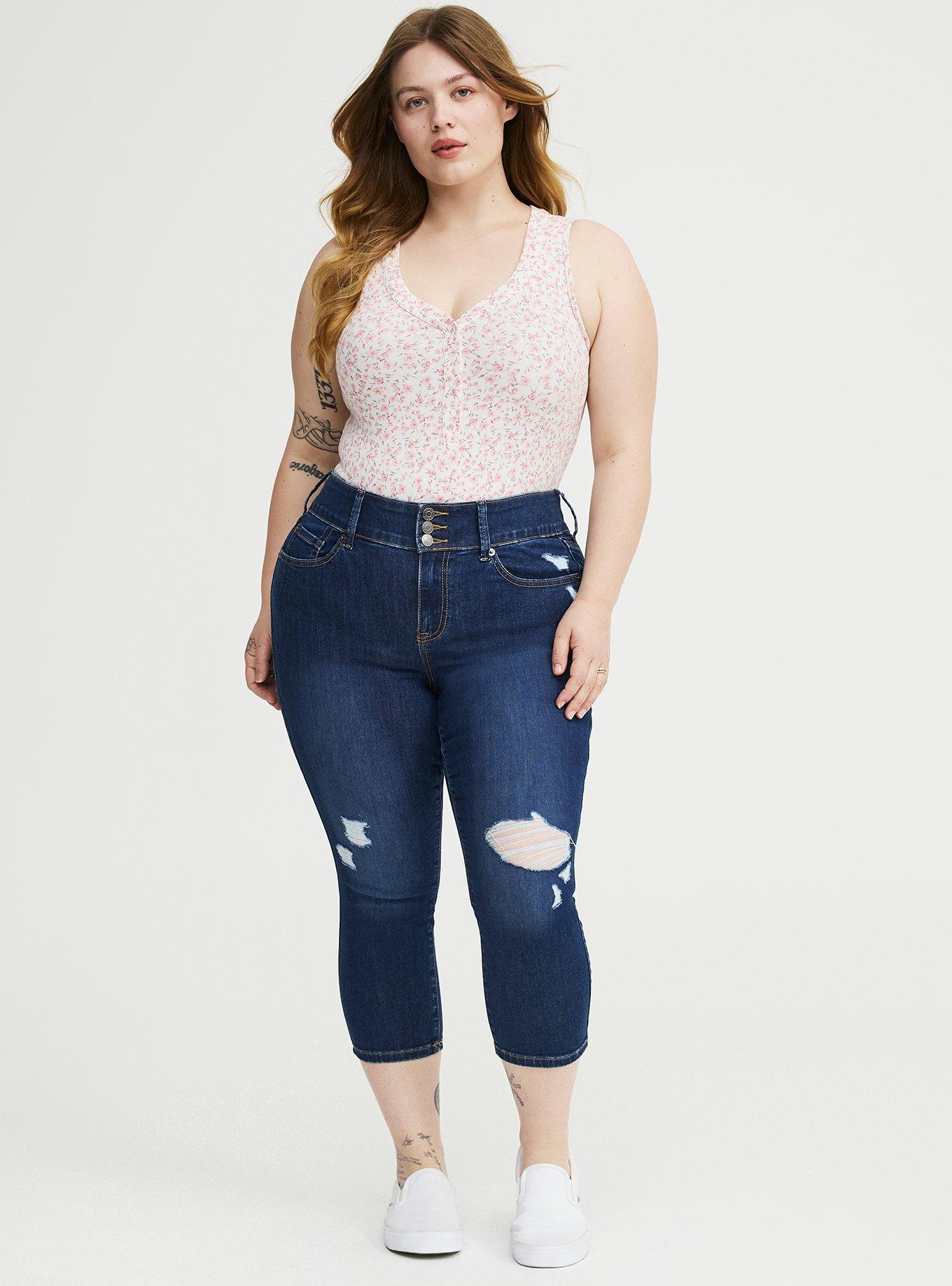 Cotton Modal Curved Henley Tank Top, DANIELLE DITSY IIVORY, alternate