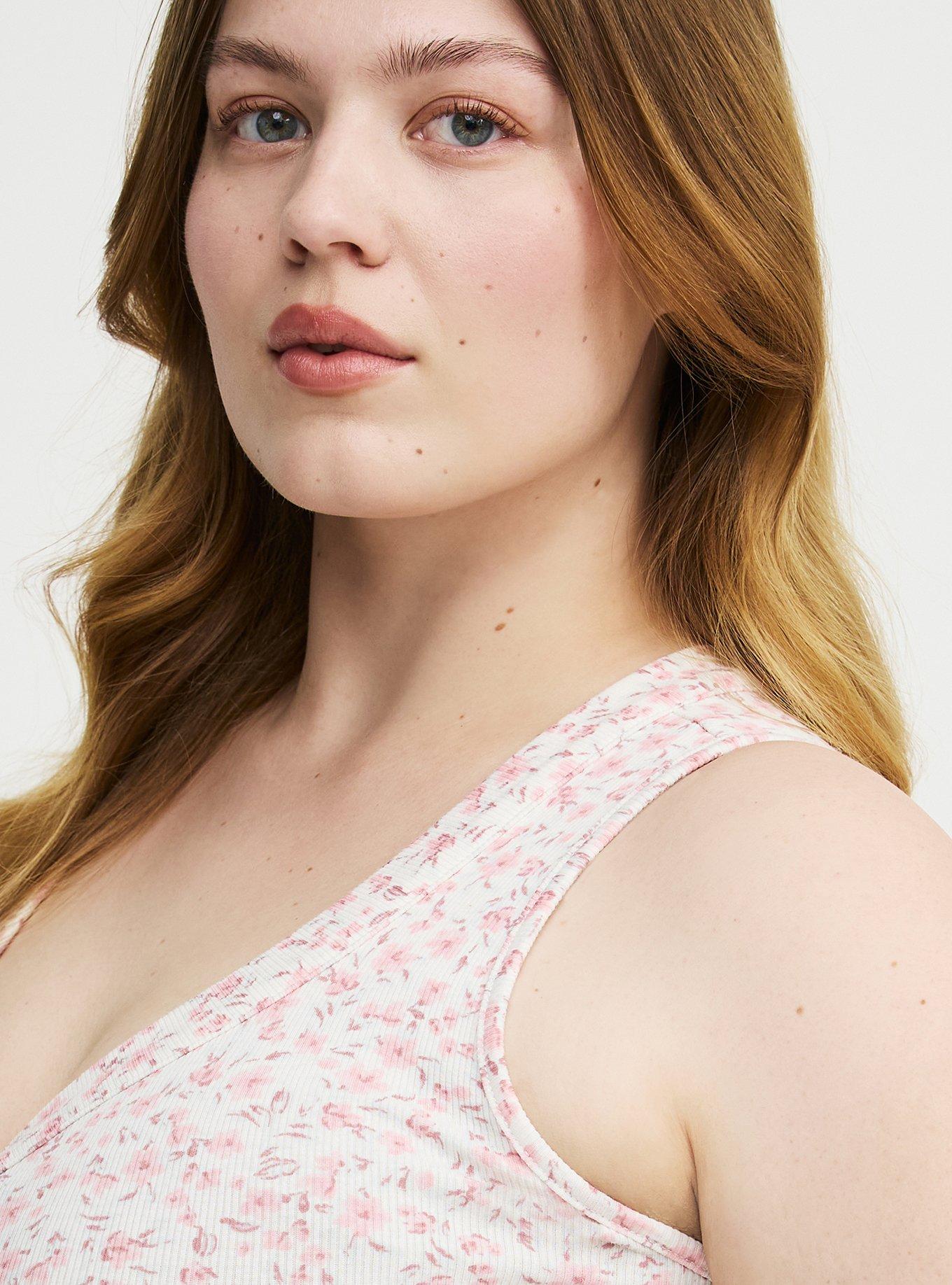 Cotton Modal Curved Henley Tank Top, DANIELLE DITSY IIVORY, alternate