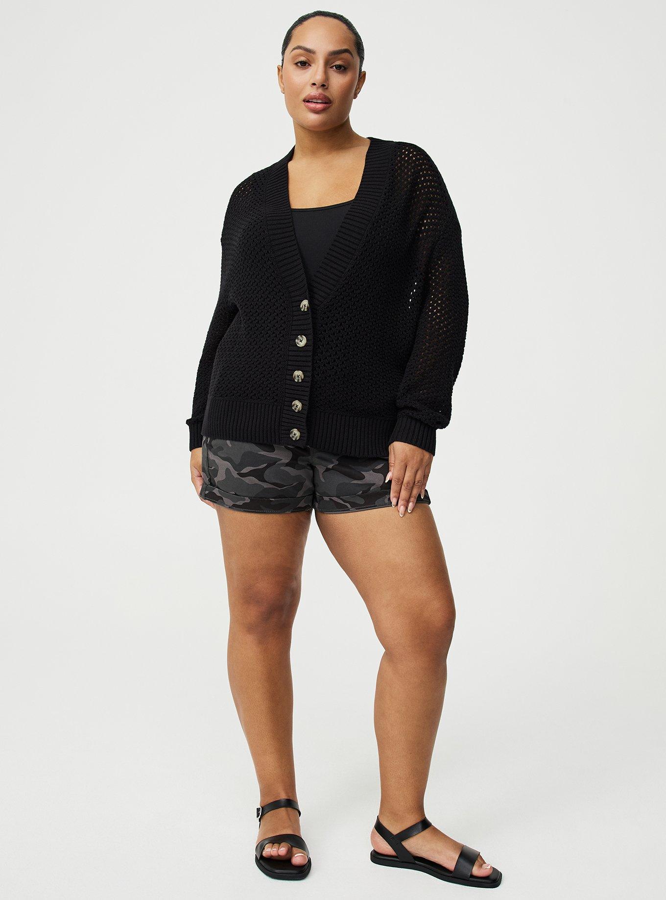 Open-Stitch Cardigan, DEEP BLACK, alternate