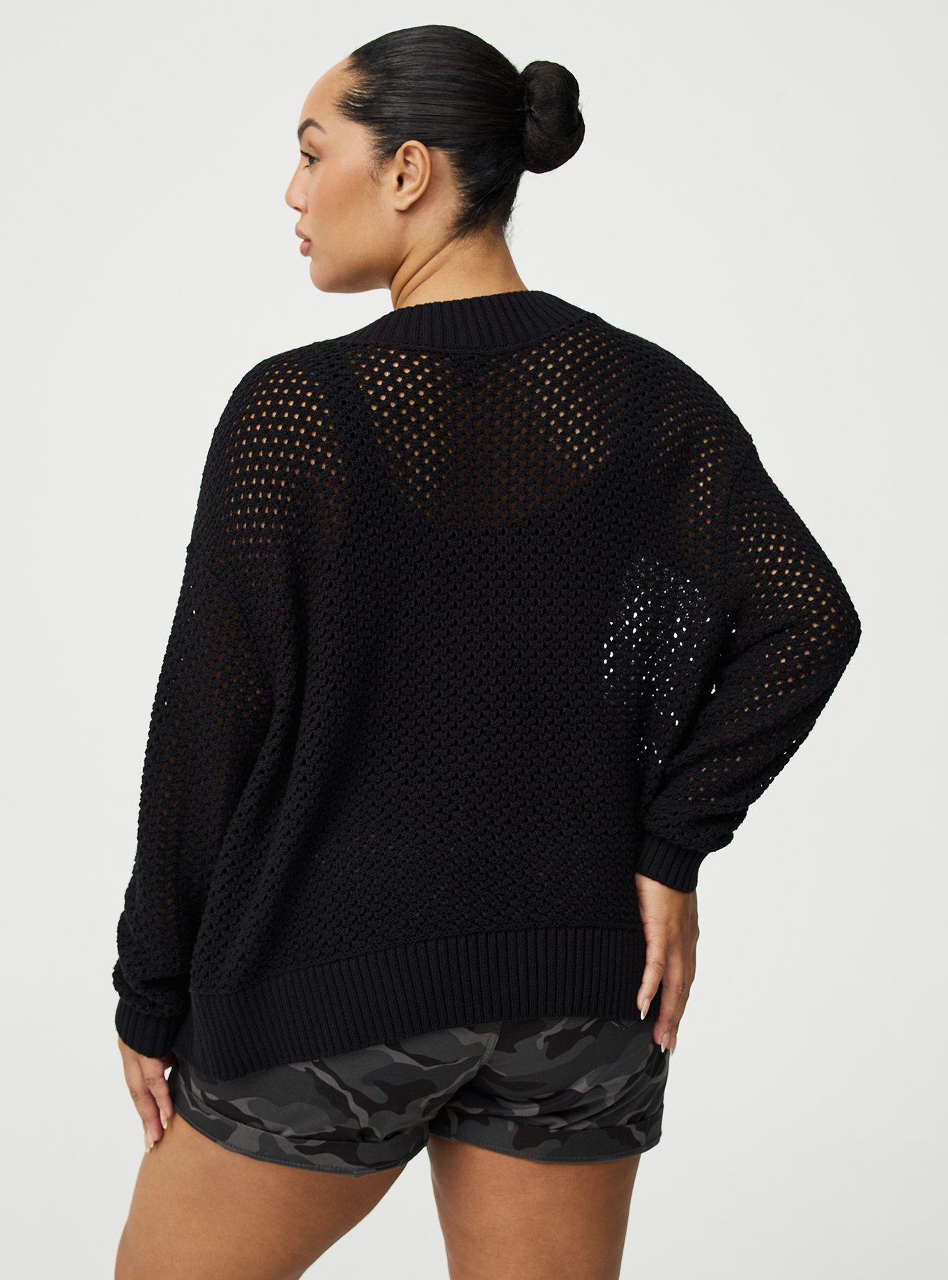 Open-Stitch Cardigan, DEEP BLACK, alternate