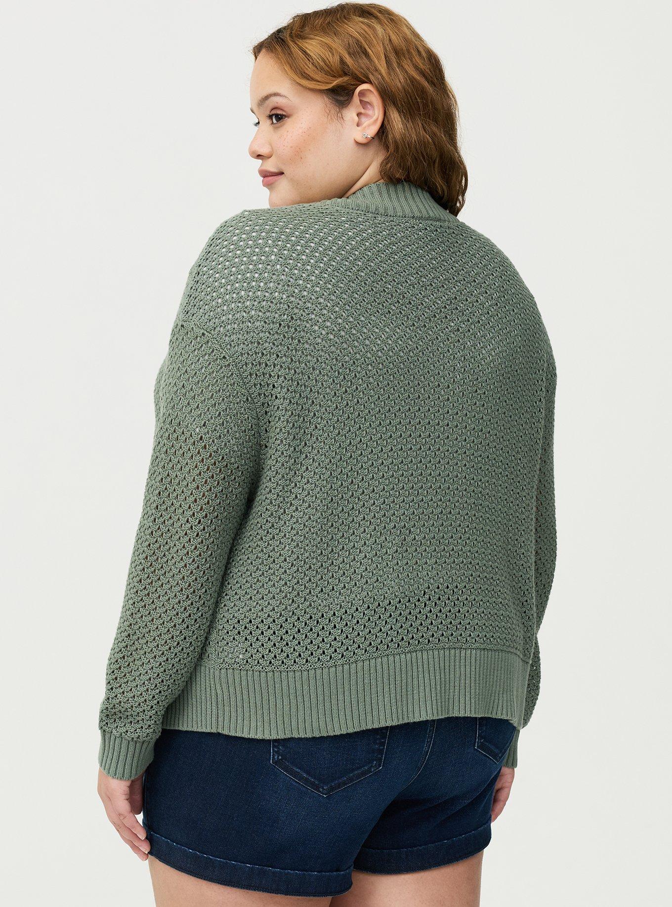 Open-Stitch Cardigan, AGAVE GREEN, alternate