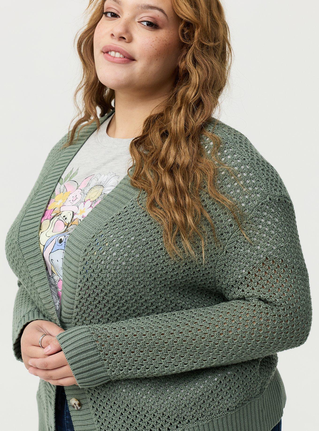 Open-Stitch Cardigan, AGAVE GREEN, alternate