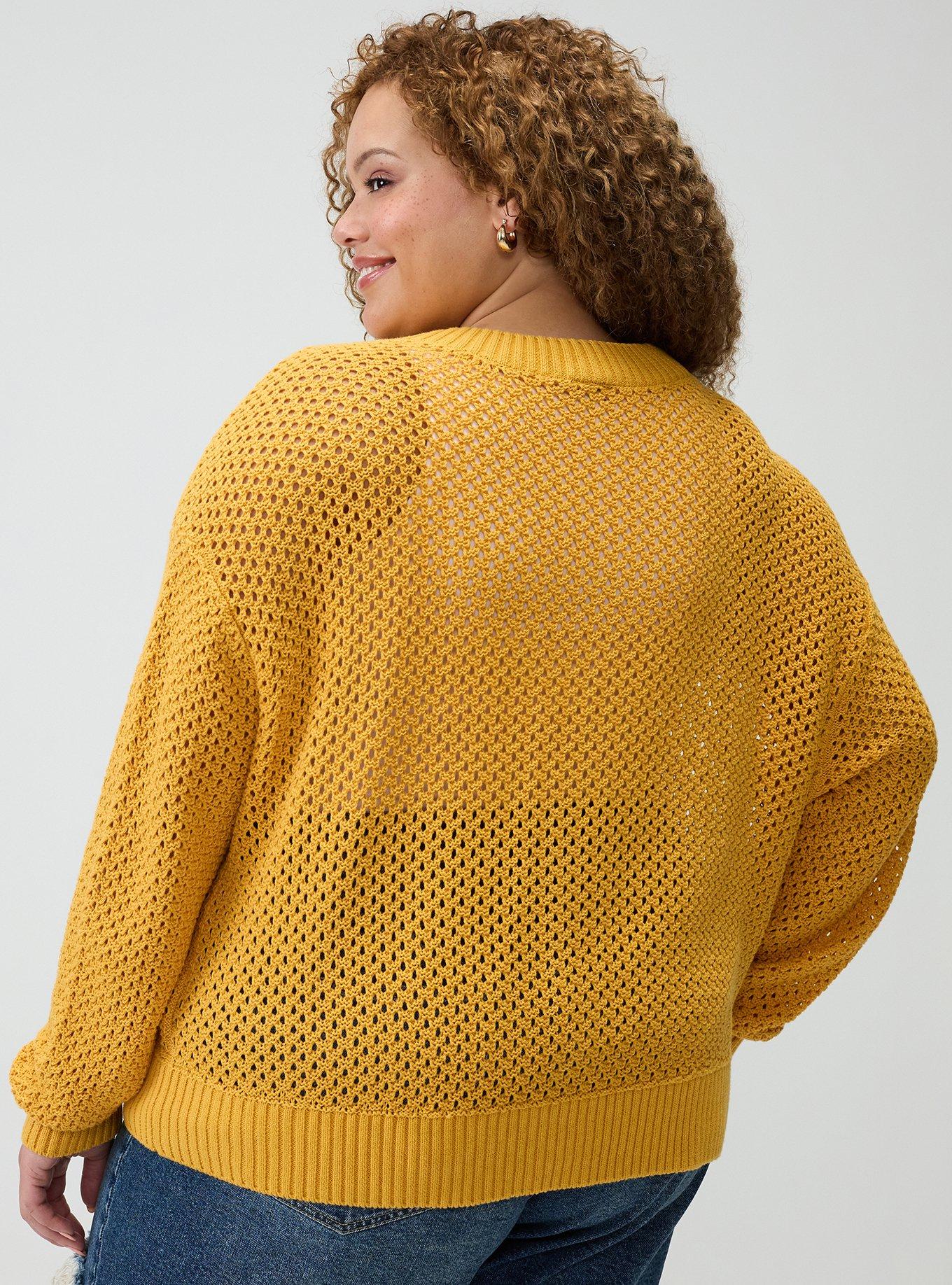 Open Stitch Cardigan, MINERAL YELLOW, alternate