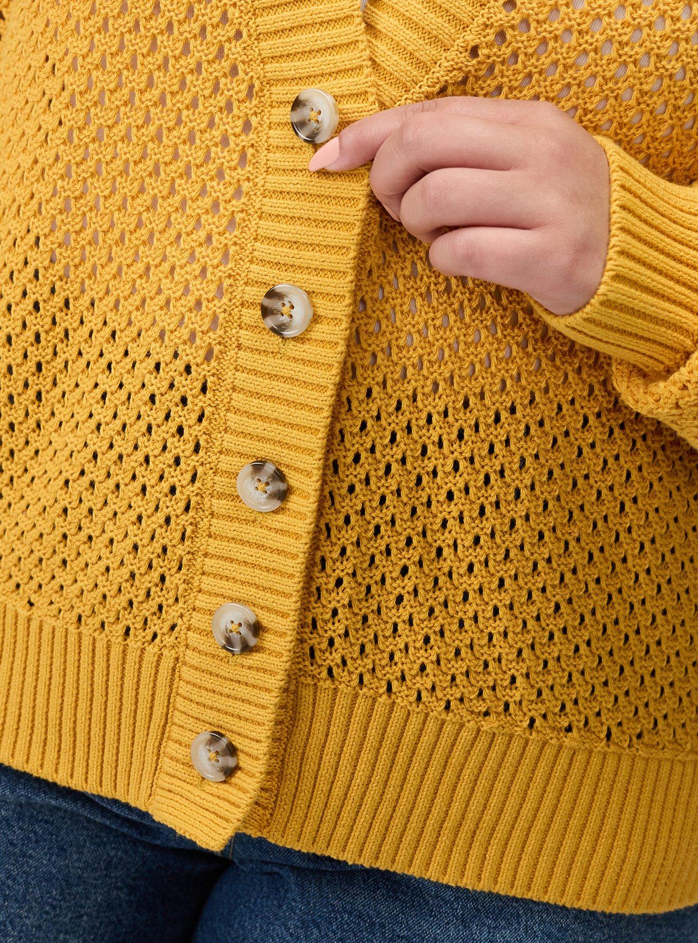 Open Stitch Cardigan, MINERAL YELLOW, alternate