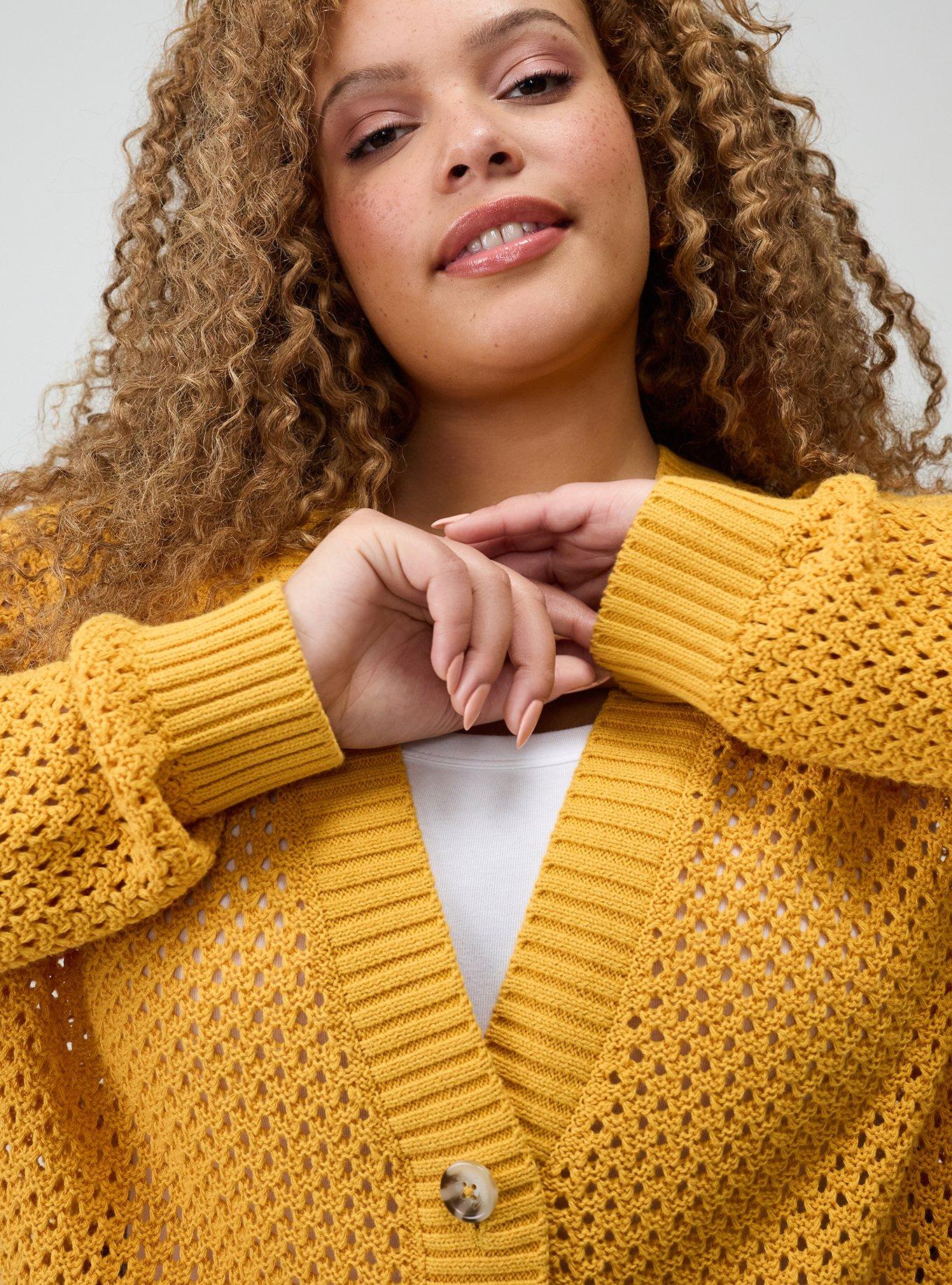 Open Stitch Cardigan, MINERAL YELLOW, alternate