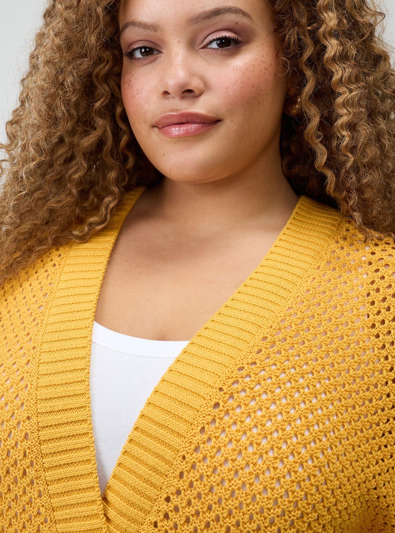 Open Stitch Cardigan, MINERAL YELLOW, alternate
