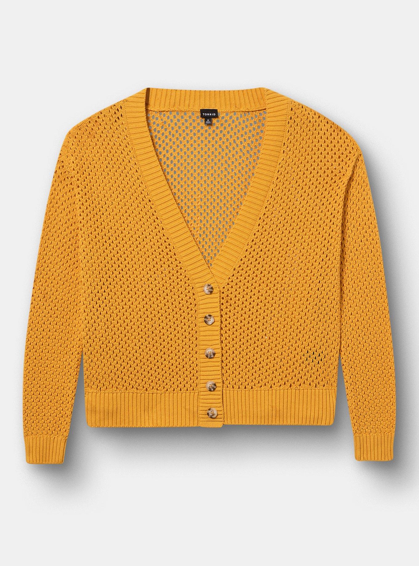 Open Stitch Cardigan, MINERAL YELLOW, hi-res