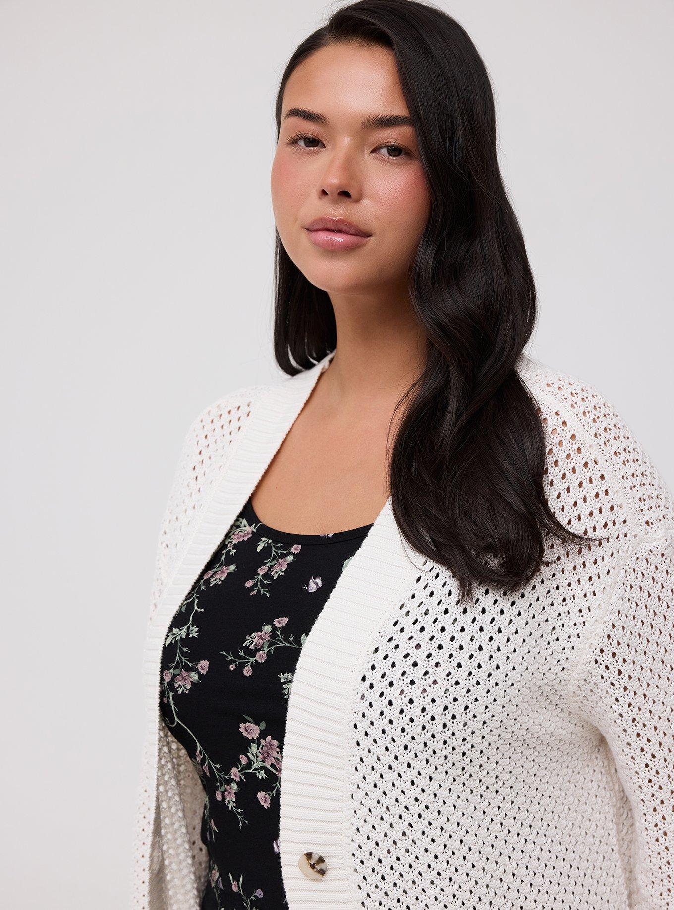Open-Stitch Cardigan, WHISPER WHITE, alternate