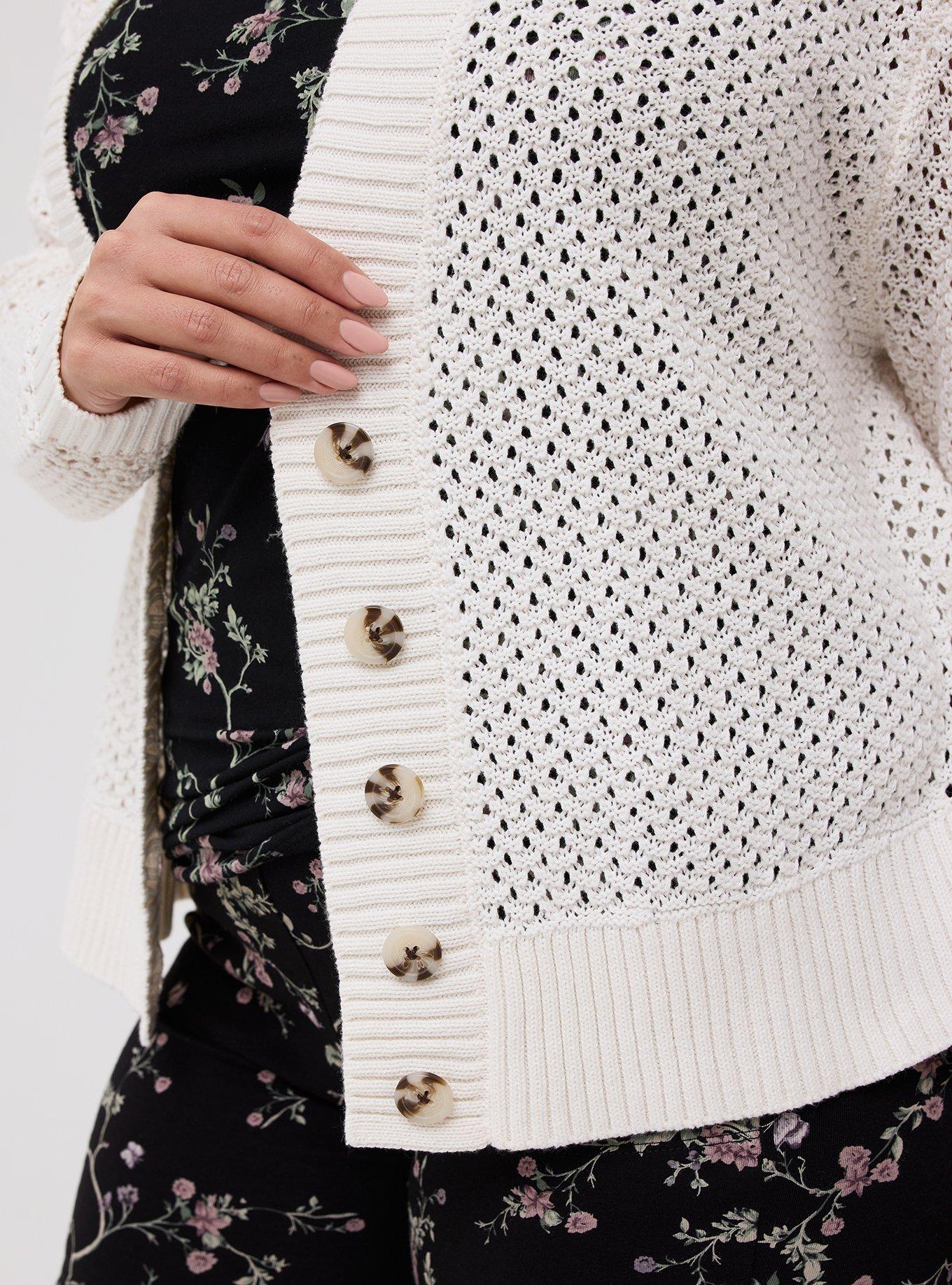 Open-Stitch Cardigan, WHISPER WHITE, alternate