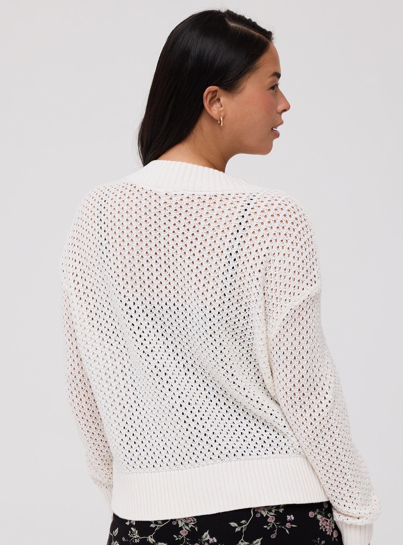 Open-Stitch Cardigan, WHISPER WHITE, alternate