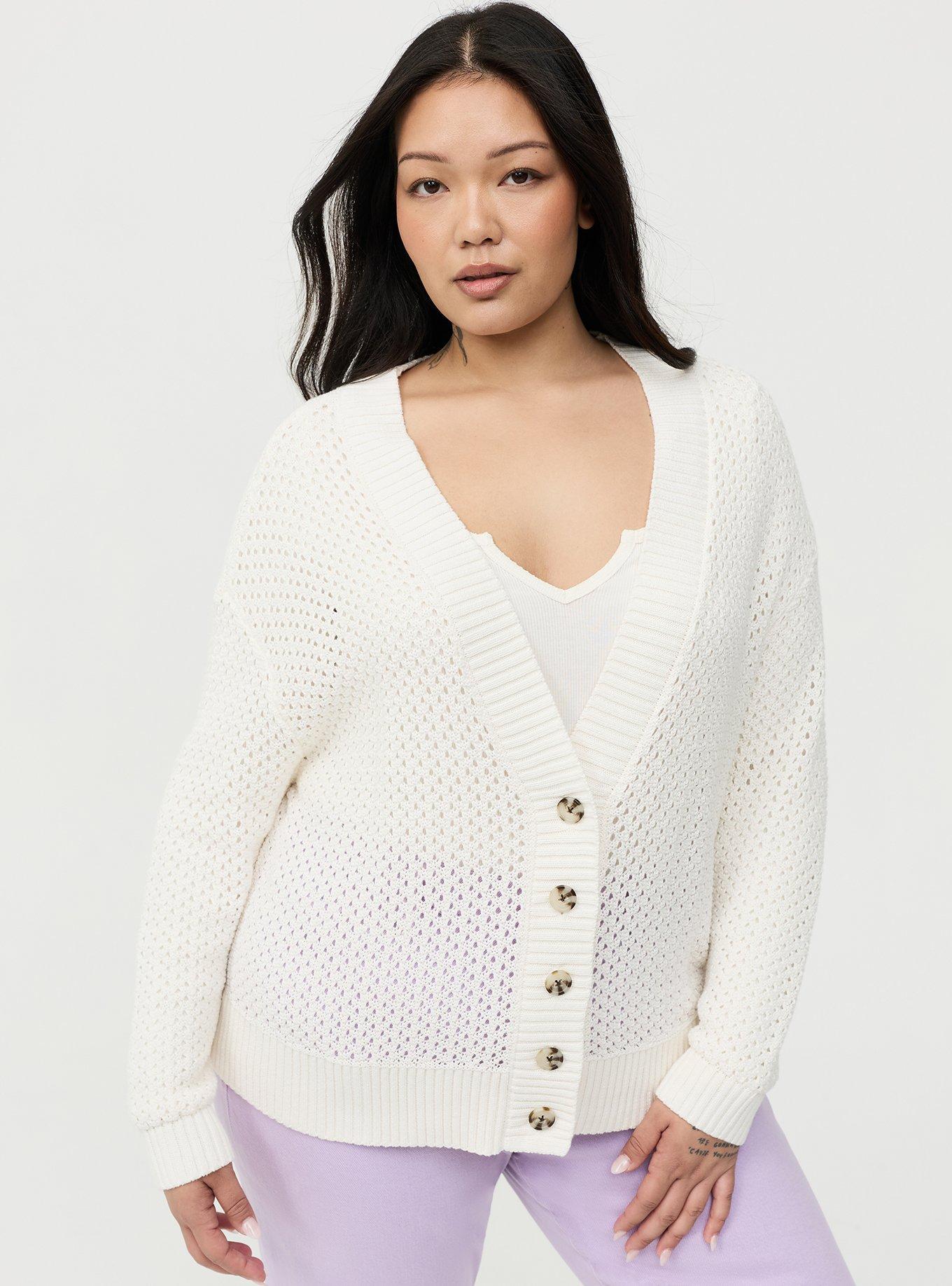 Open-Stitch Cardigan, WHISPER WHITE, hi-res