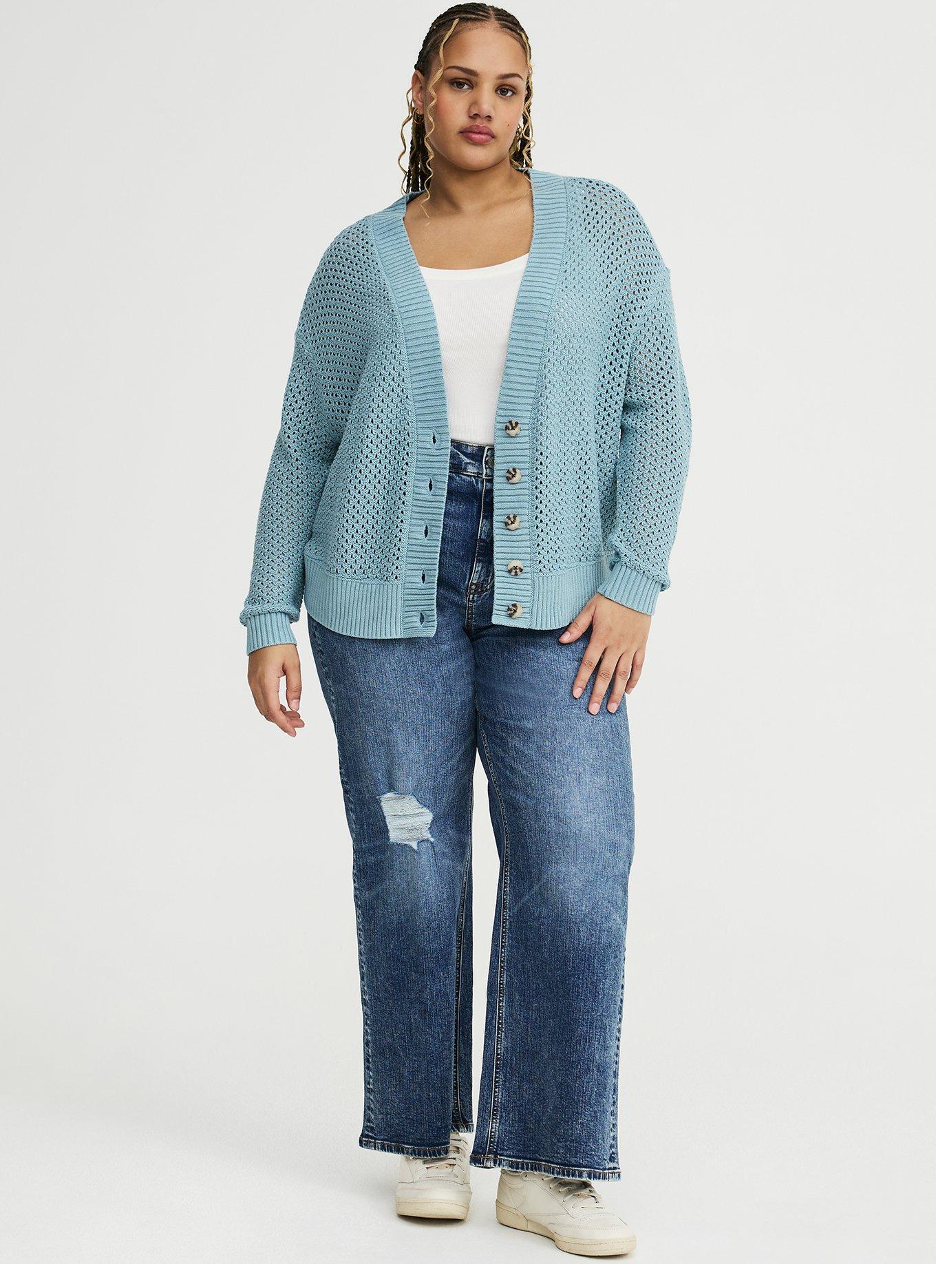 Open-Stitch Cardigan, STONE BLUE, alternate