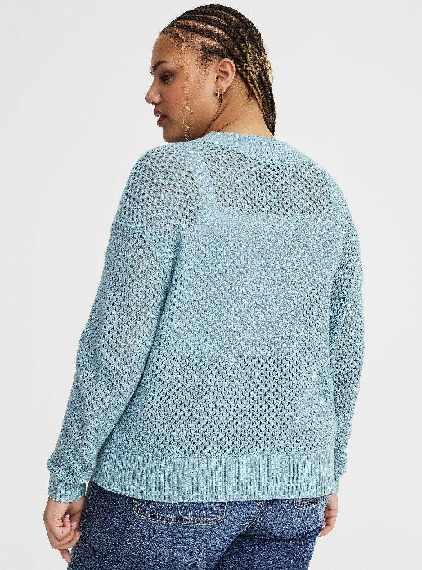 Open-Stitch Cardigan, STONE BLUE, alternate