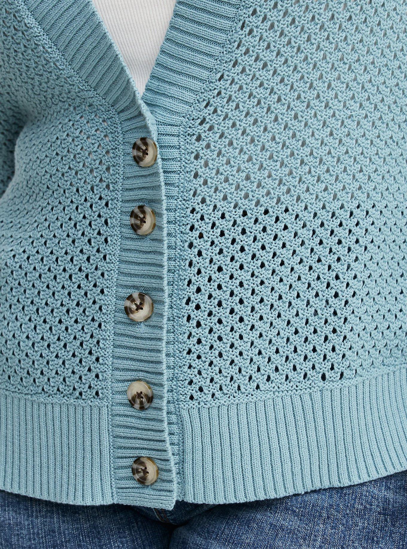 Open-Stitch Cardigan, STONE BLUE, alternate