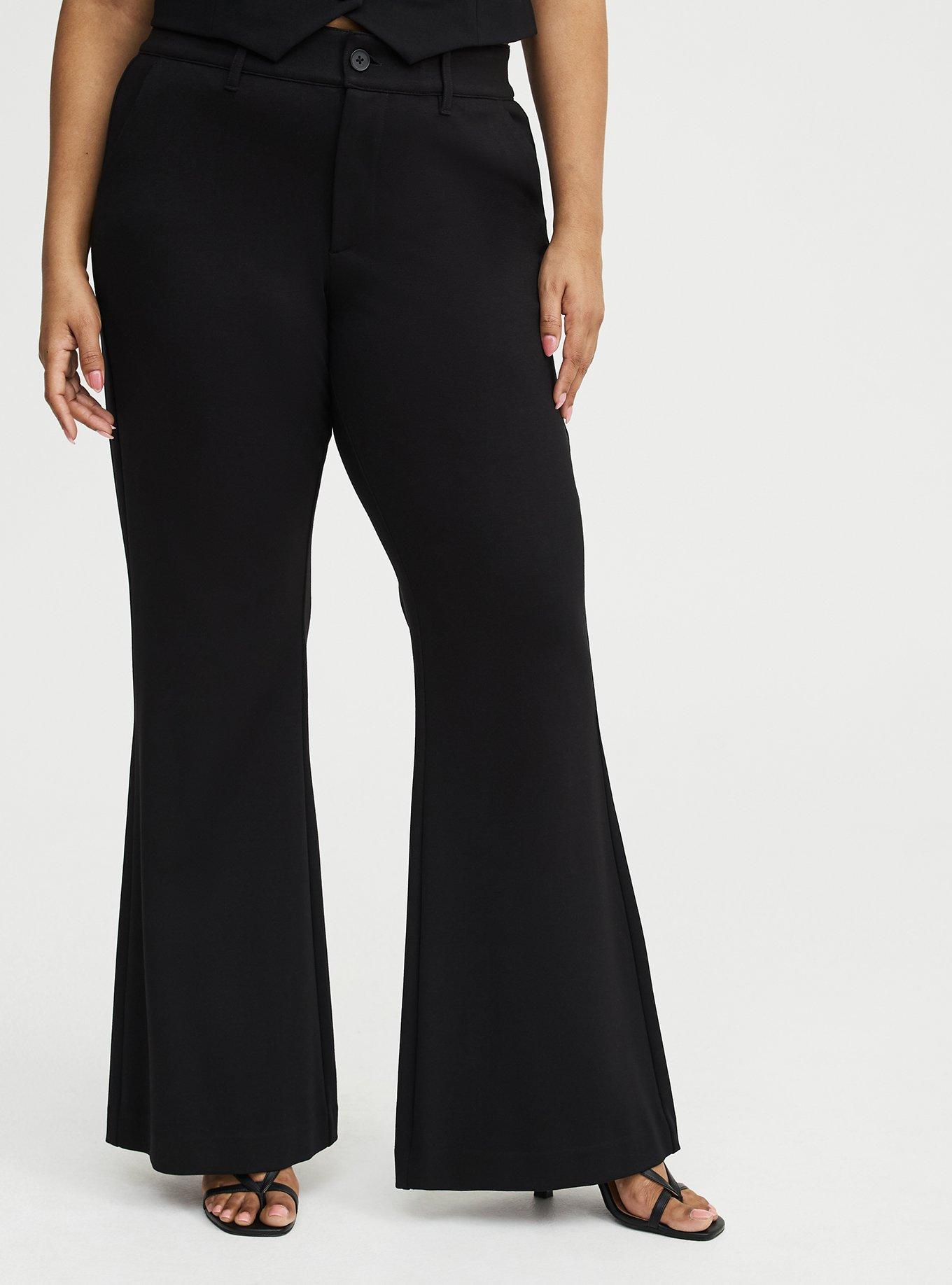 A-Line High-Rise Flare Ponte Pant, DEEP BLACK, alternate
