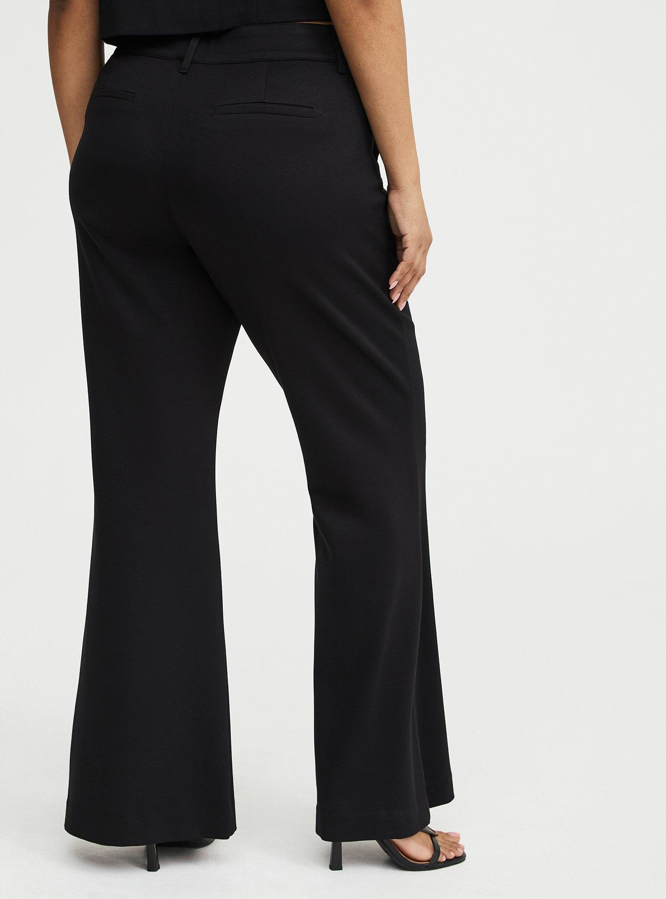 A-Line High-Rise Flare Ponte Pant, DEEP BLACK, alternate