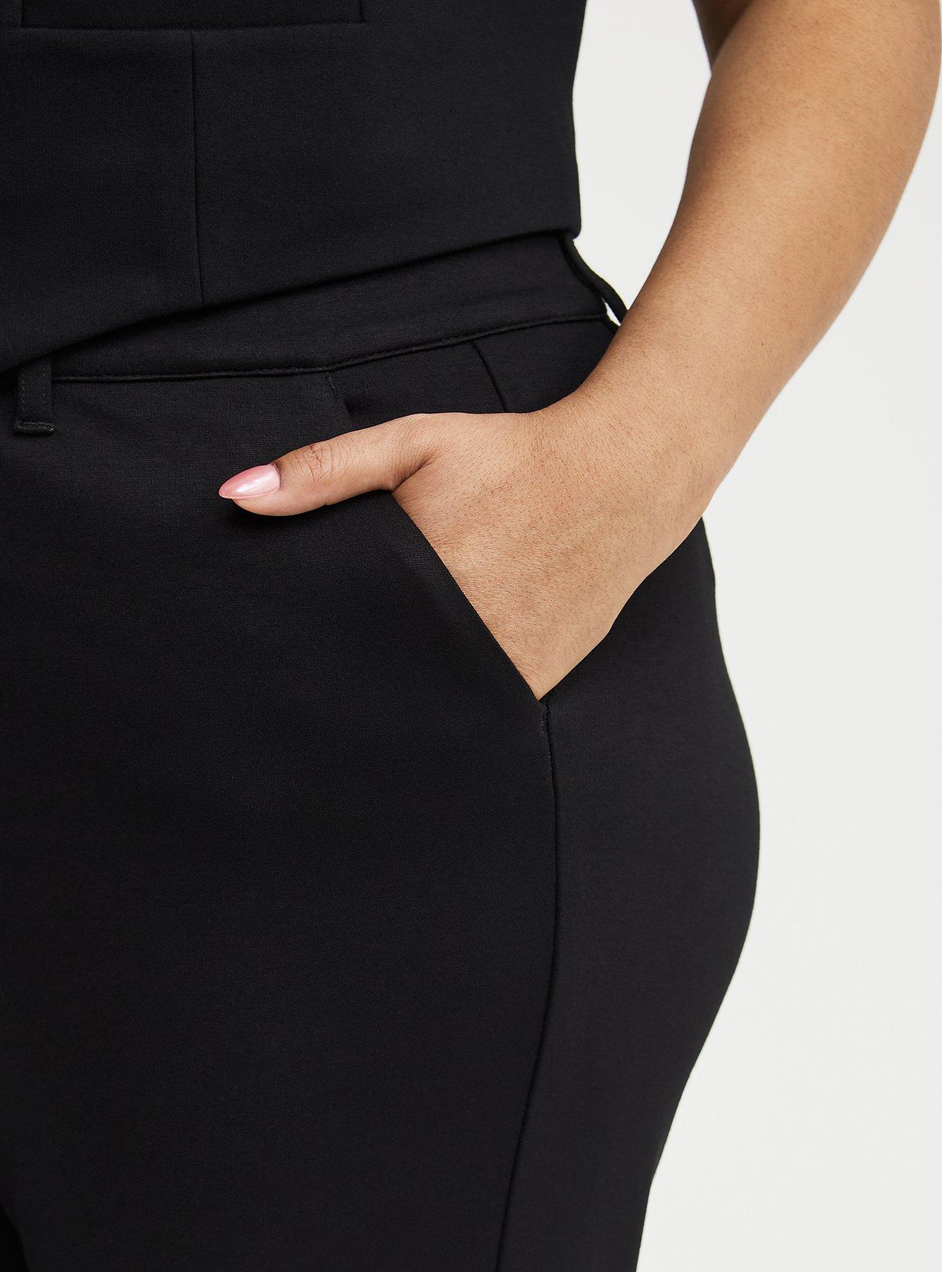 A-Line High-Rise Flare Ponte Pant, DEEP BLACK, alternate