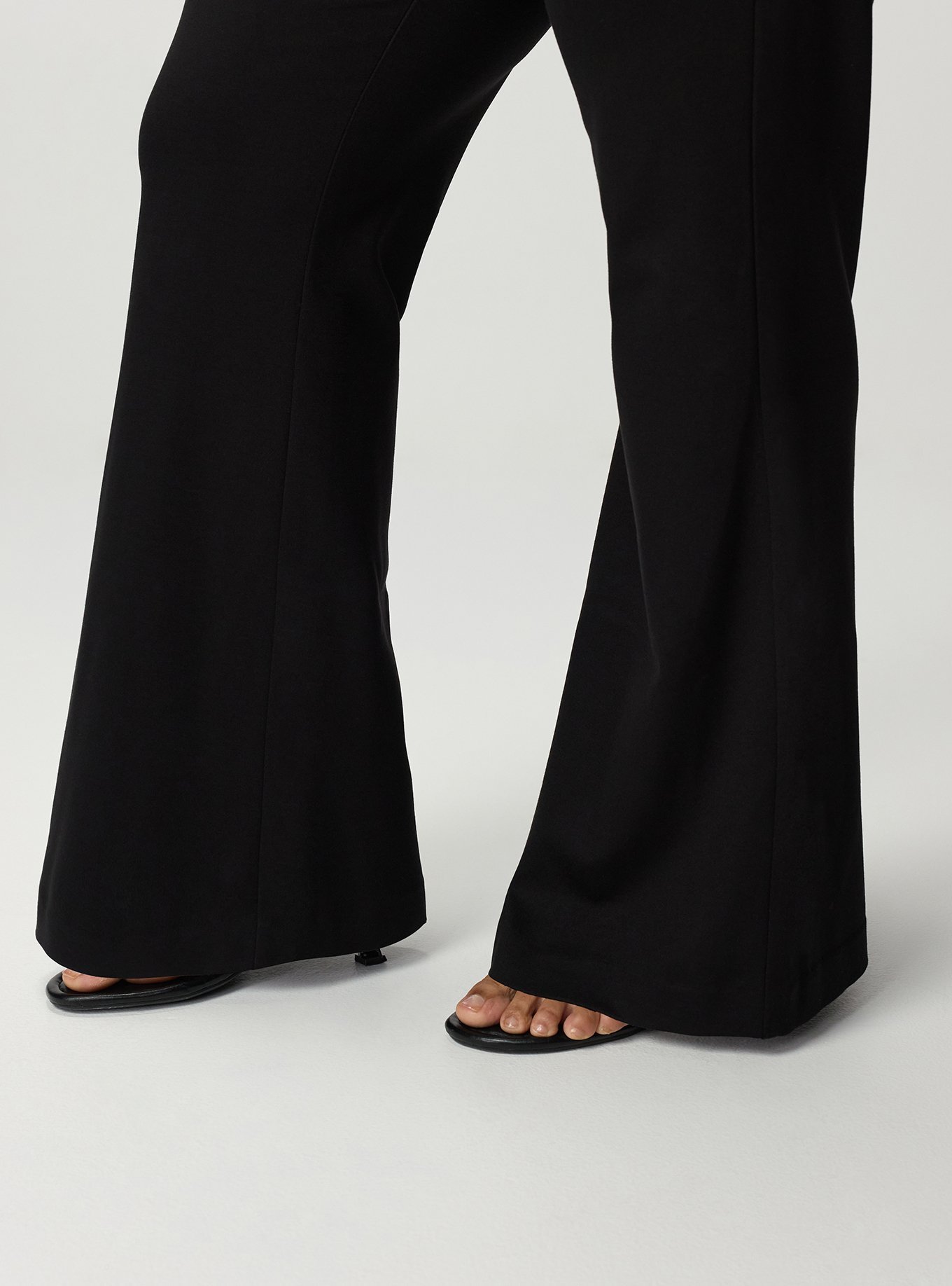 A-Line High-Rise Flare Ponte Pant, DEEP BLACK, alternate