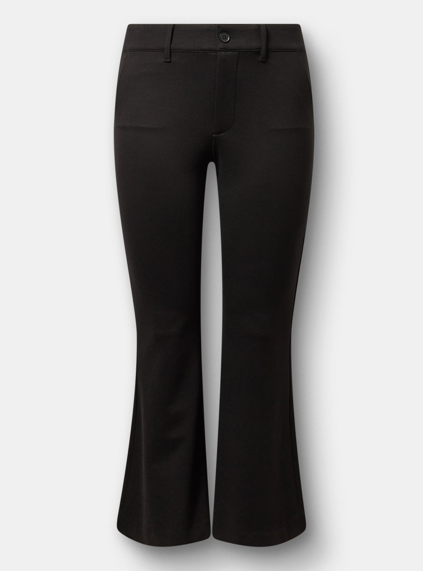 A-Line High-Rise Flare Ponte Pant, DEEP BLACK, hi-res