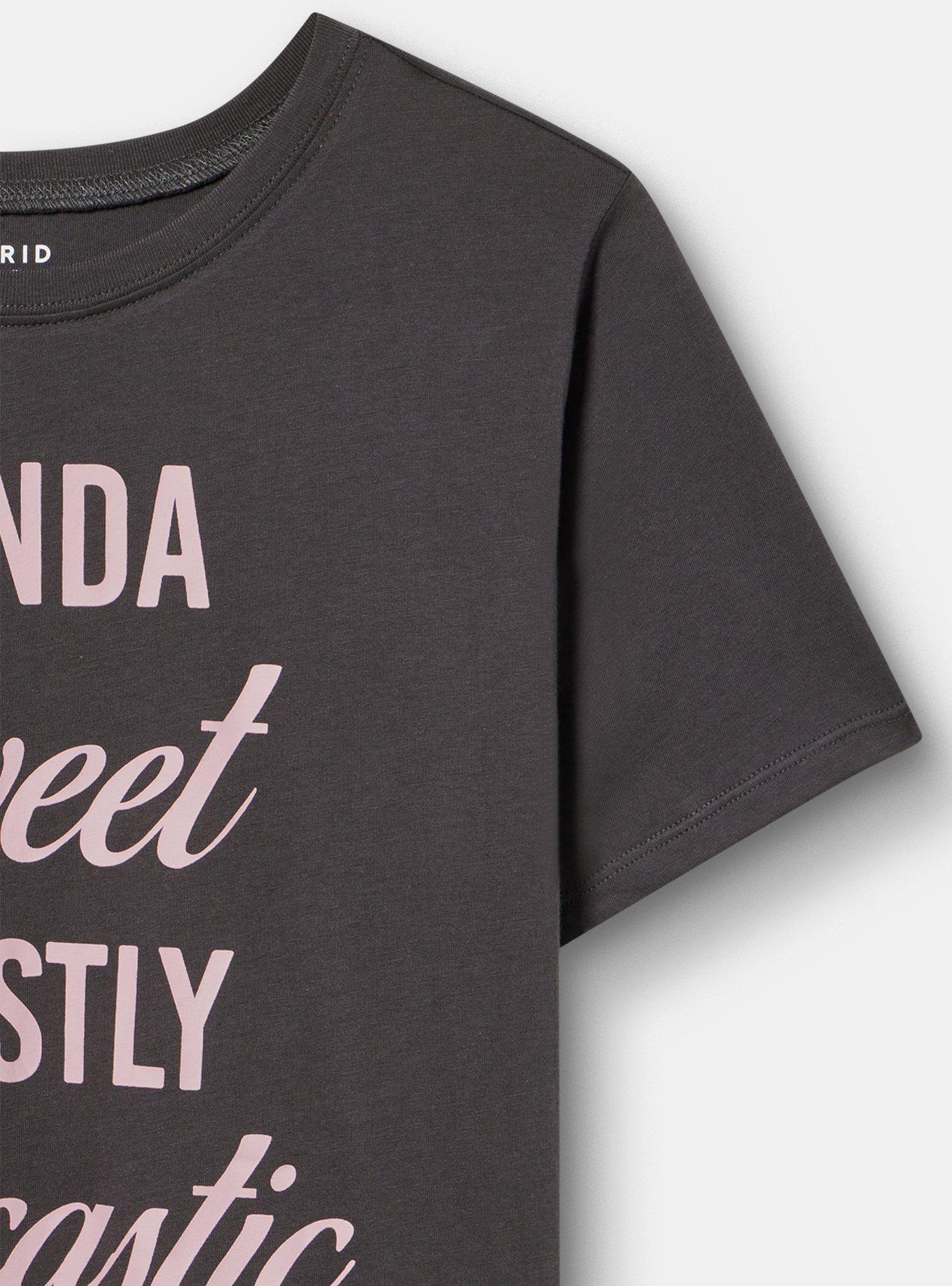 Classic Cotton Jersey Crew Tee, KINDA SWEET MOSTLY SARCASTIC OBSIDIAN, alternate