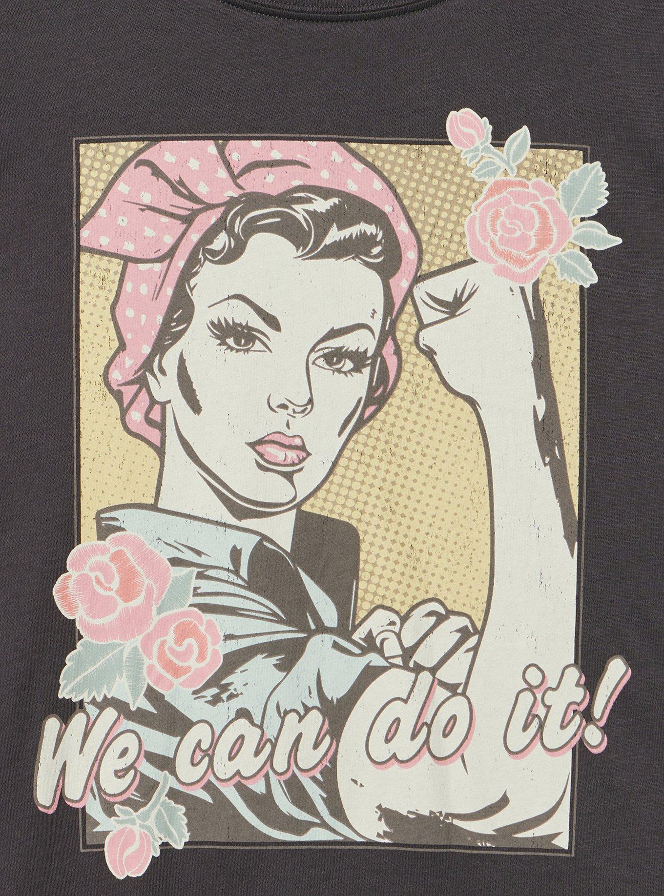 Classic Cotton Jersey Crew Tee, WE CAN DO IT FLORAL OBSIDIAN, alternate