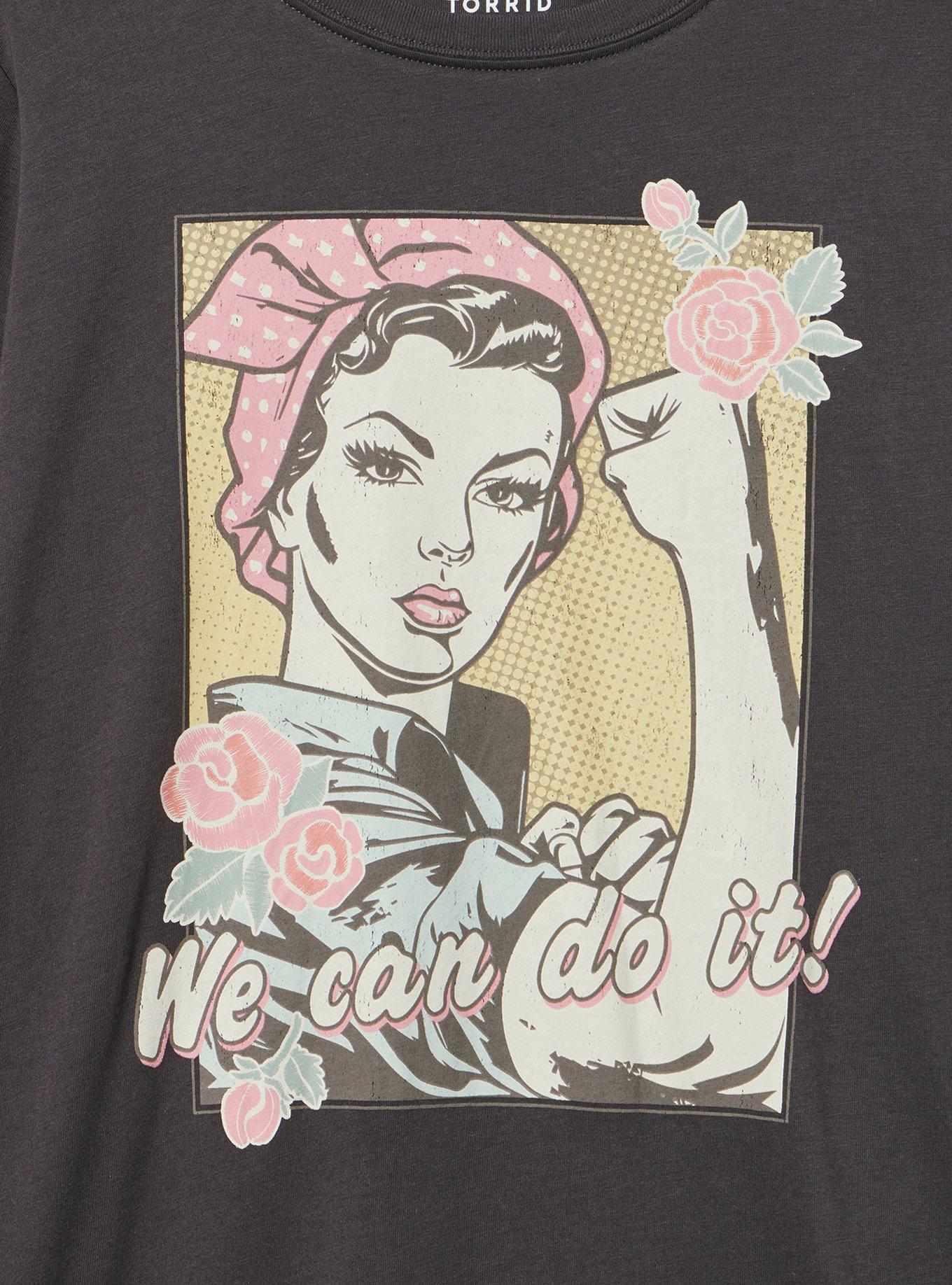 Classic Cotton Jersey Crew Tee, WE CAN DO IT FLORAL OBSIDIAN, alternate